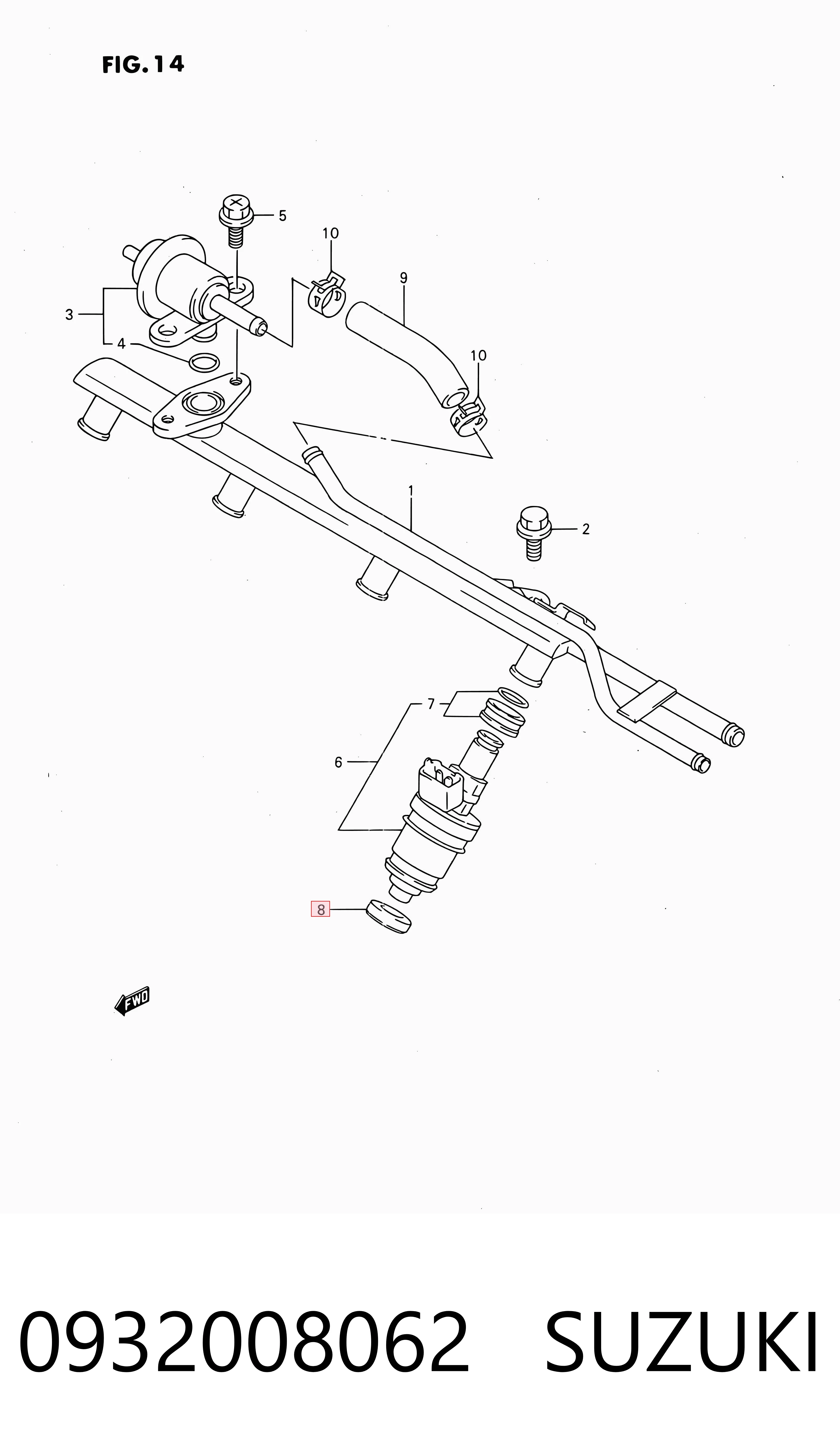 0932008062 Suzuki Кольцо форсунки инжектора посадочное