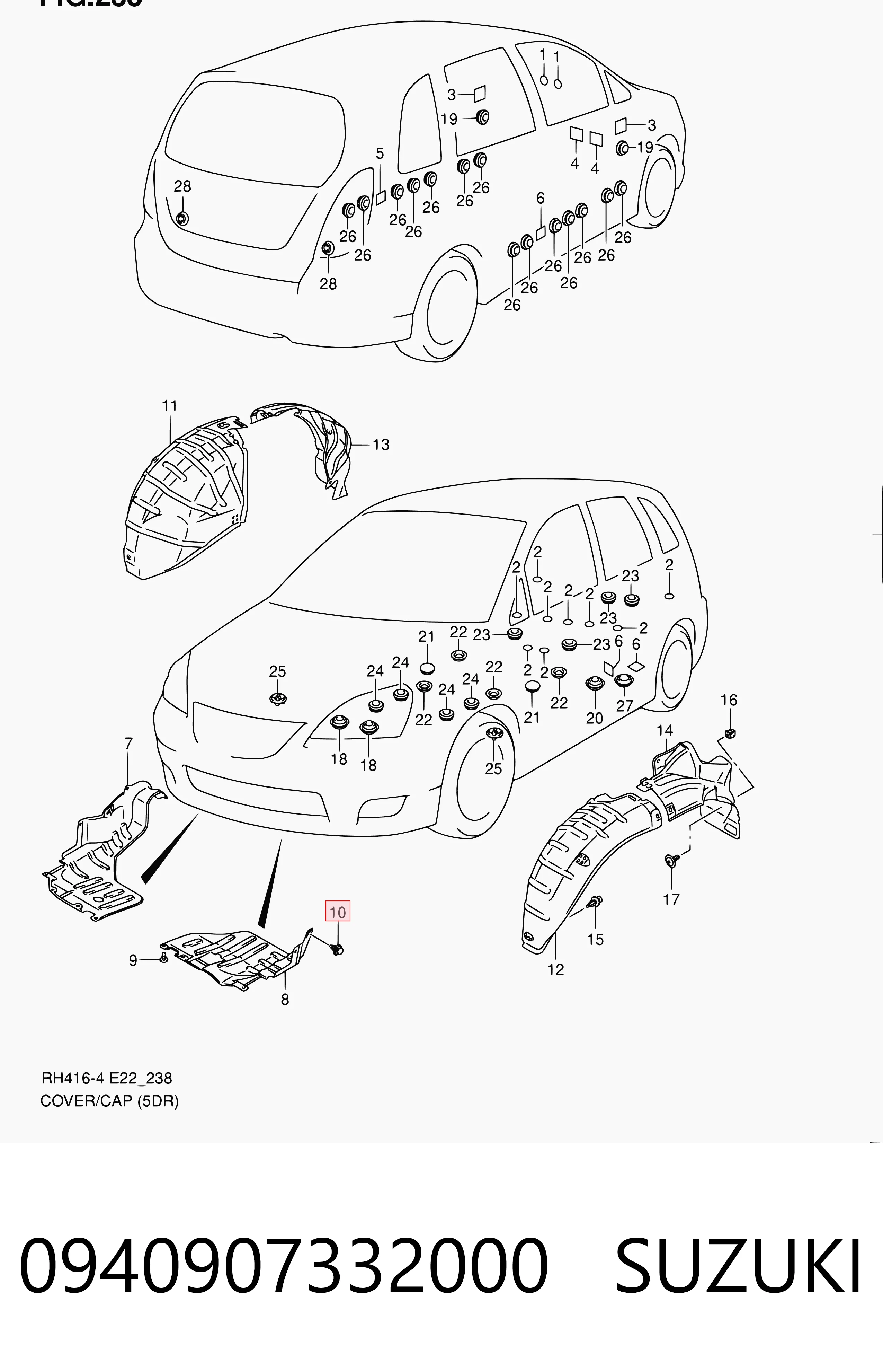 0940907332000 Suzuki Клип крепления подкрылка переднего крыла