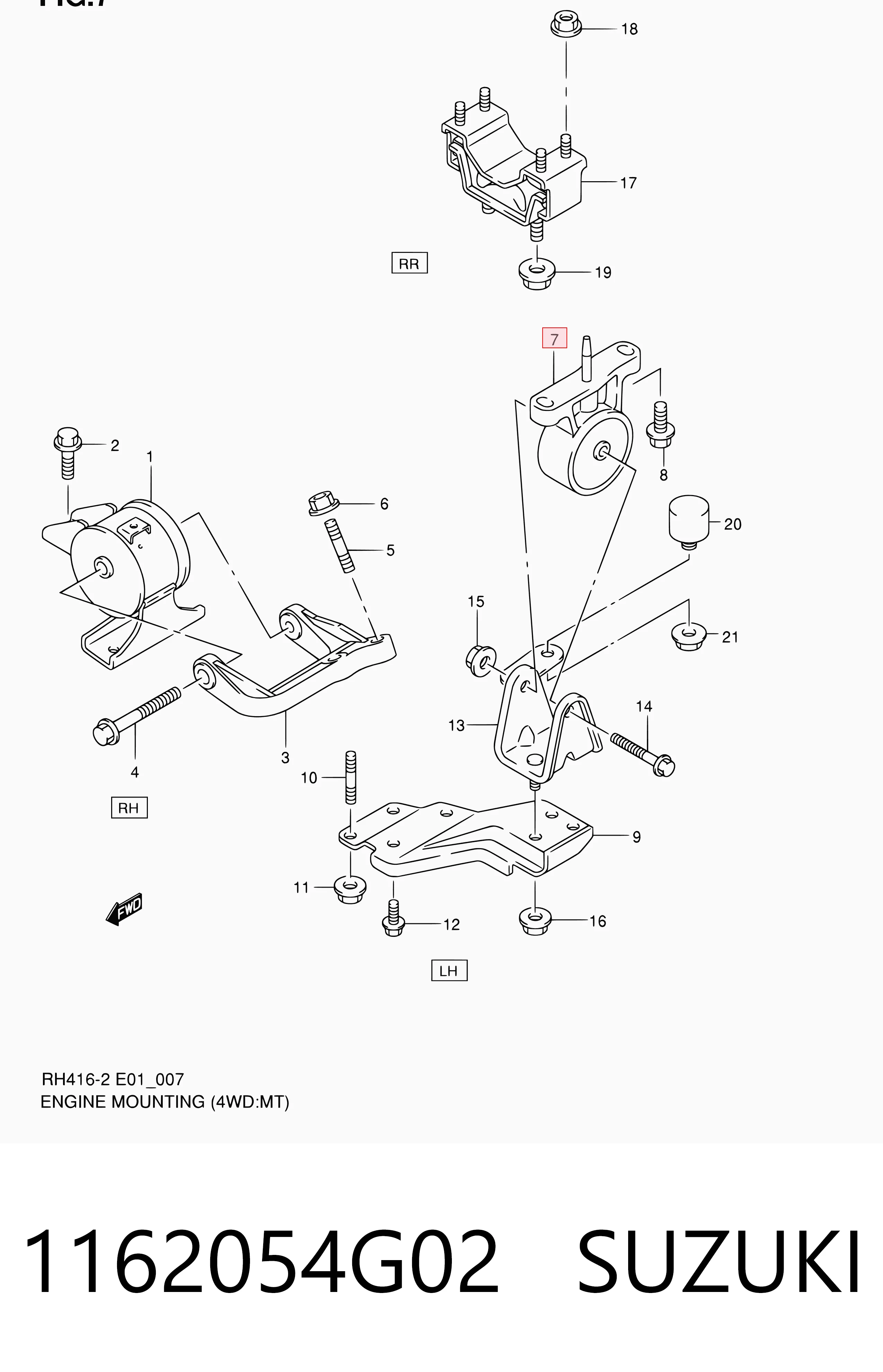 1162054G02 Suzuki Подушка (опора) двигателя, левая