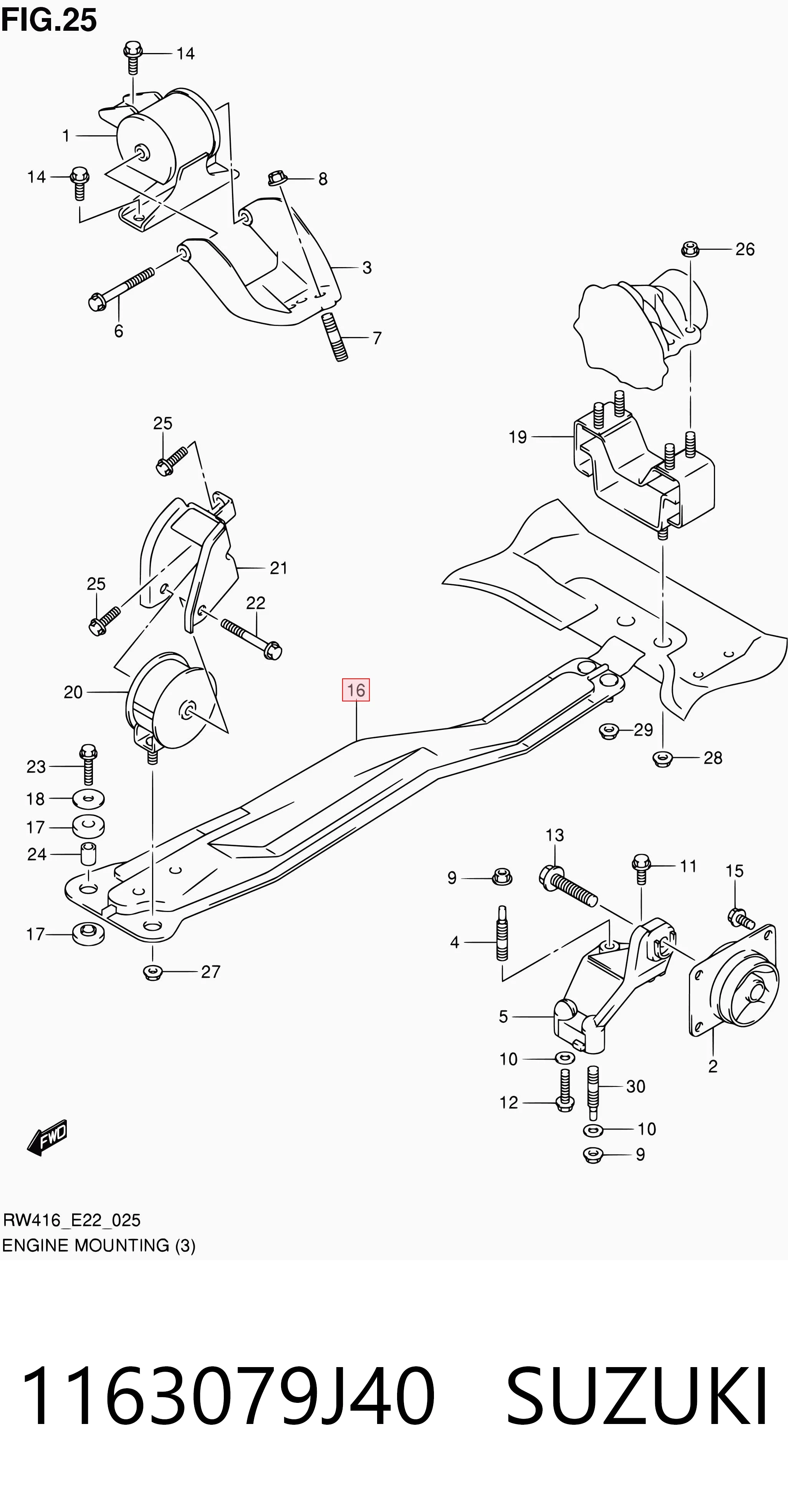 1163079J40 Suzuki Усилитель переднего подрамника