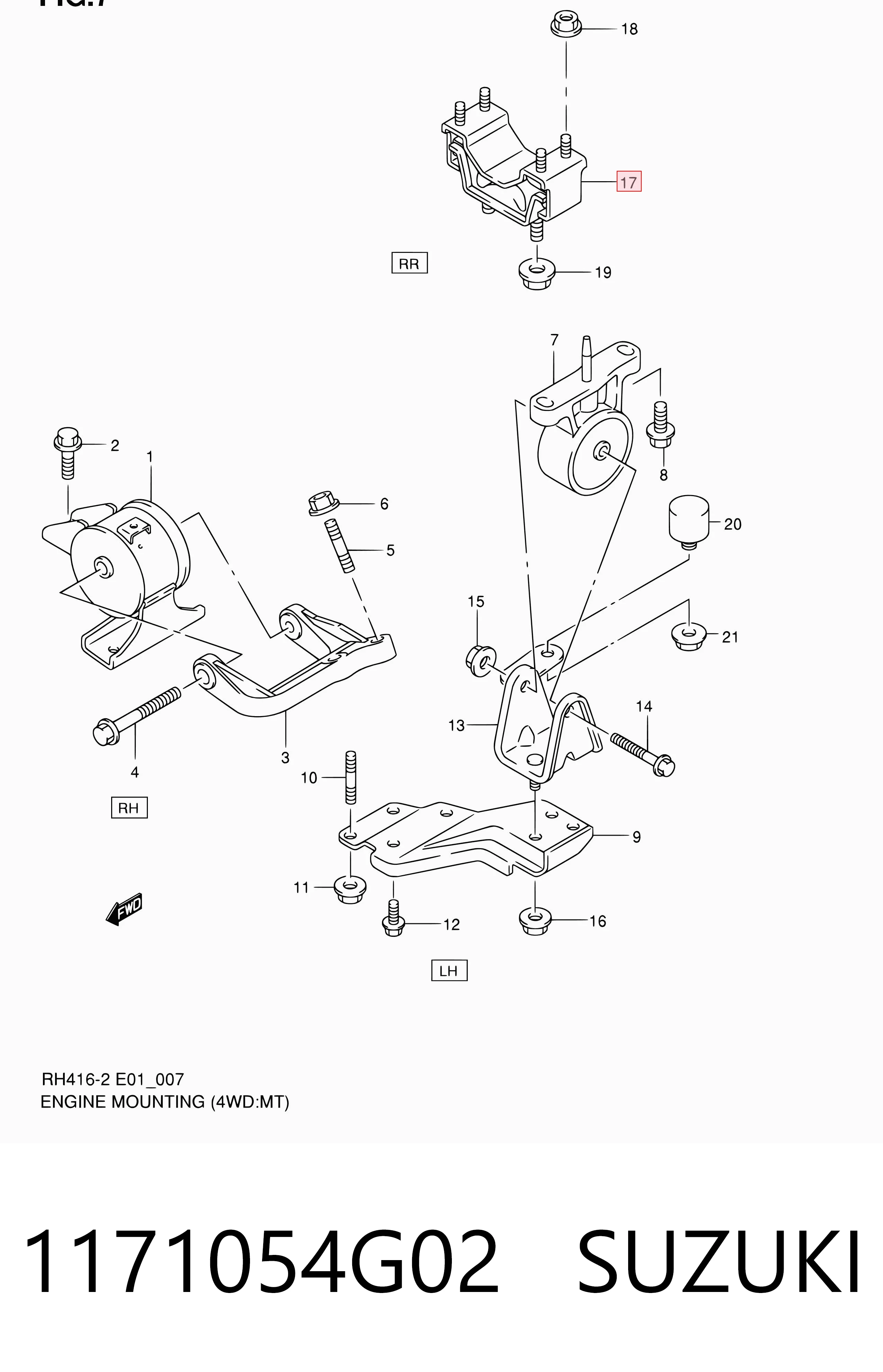 1171054G02 Suzuki Задняя подушка двигателя