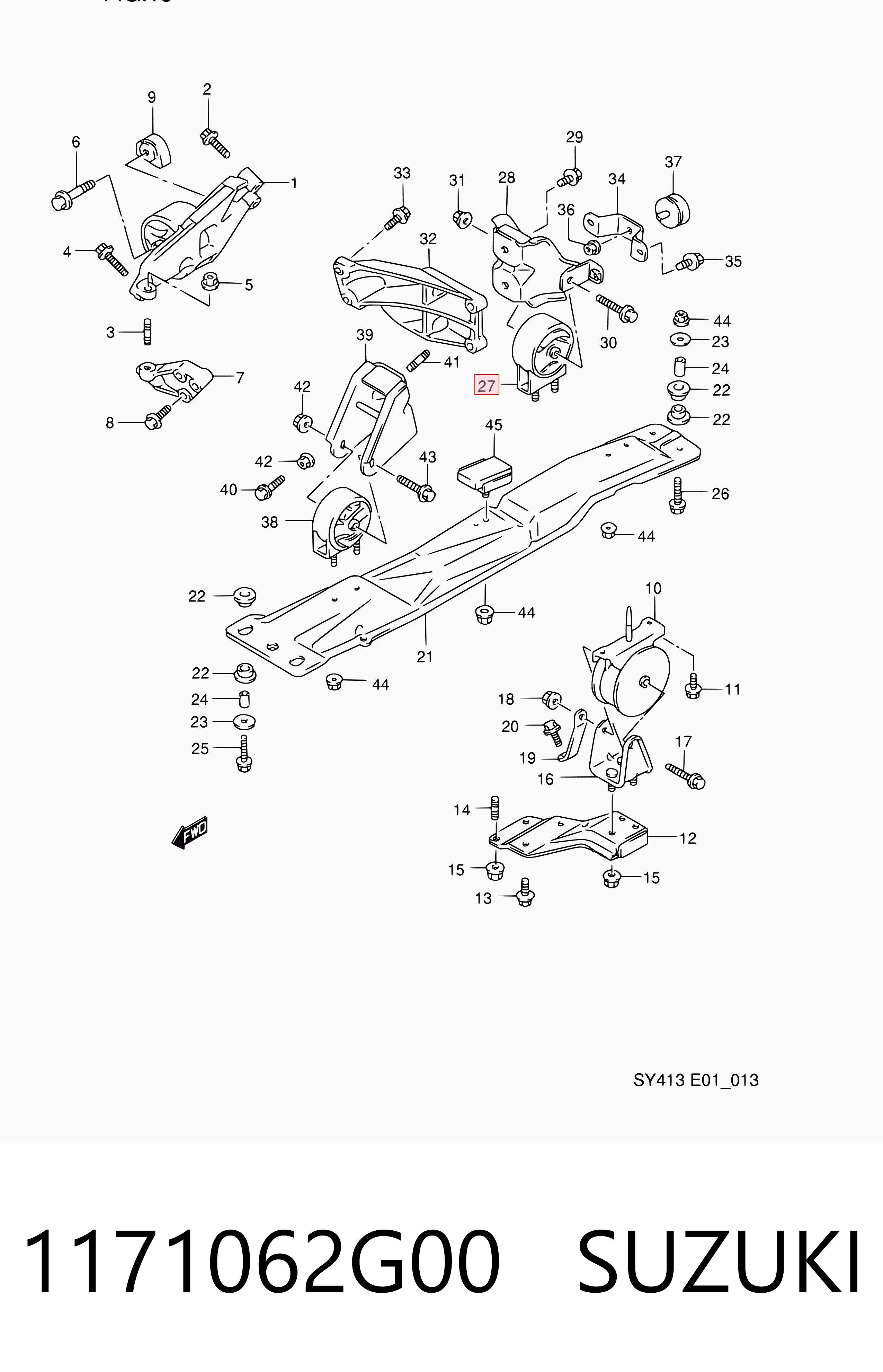 1171062G00 Suzuki Задняя подушка двигателя