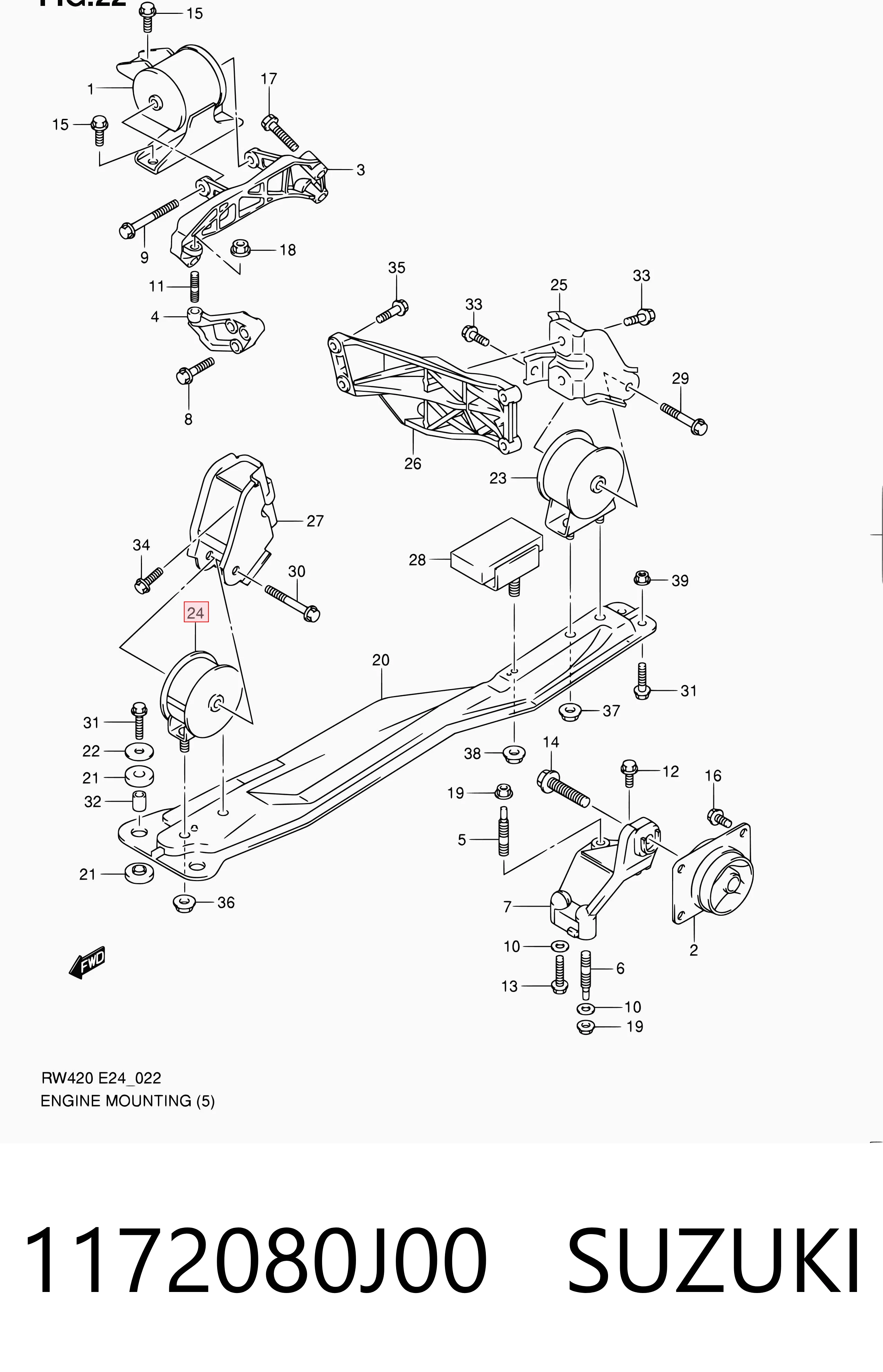 1172080J00 Suzuki Подушка передней опоры двигателя