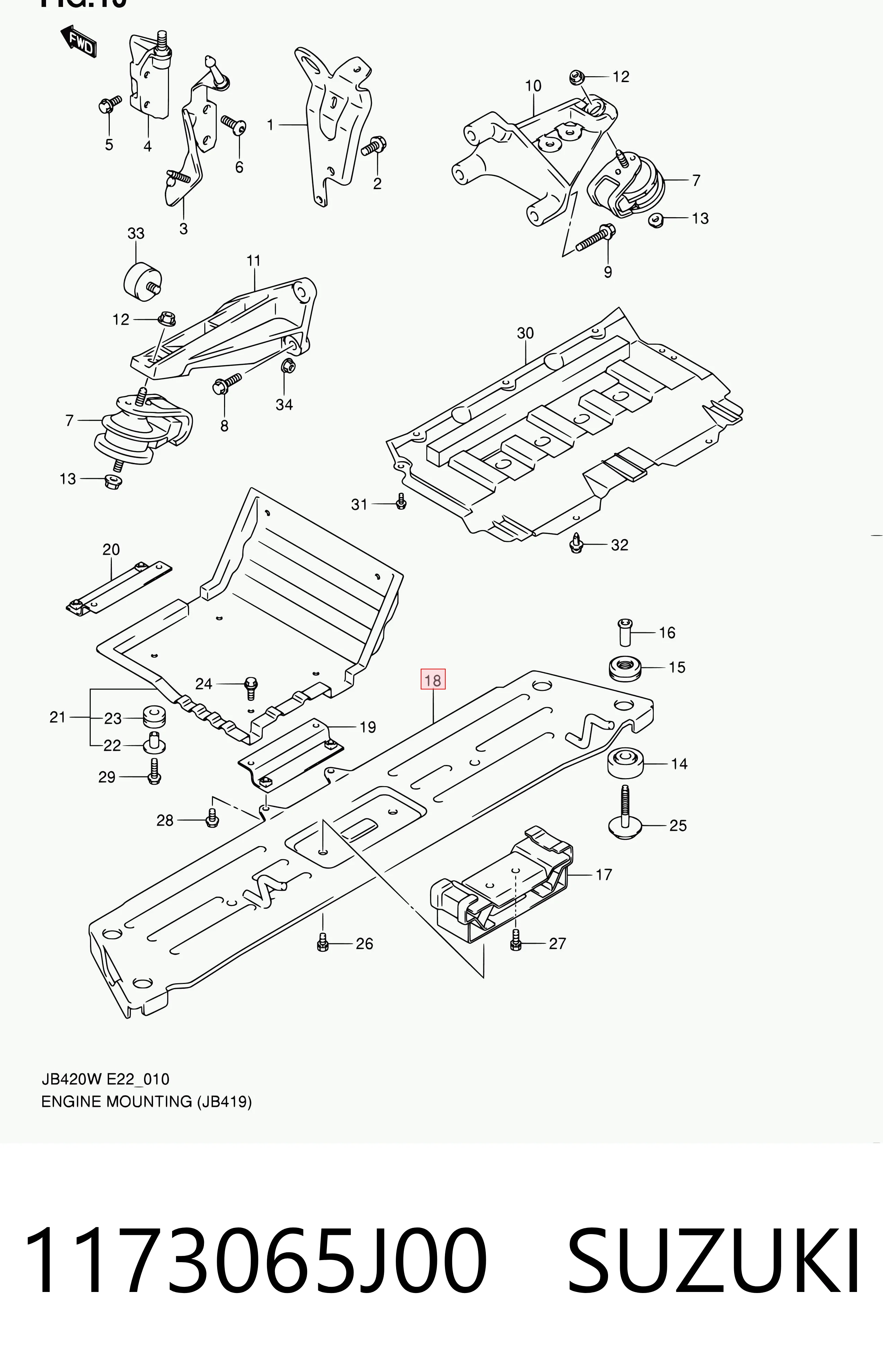 1173065J00 Suzuki Кронштейн КПП