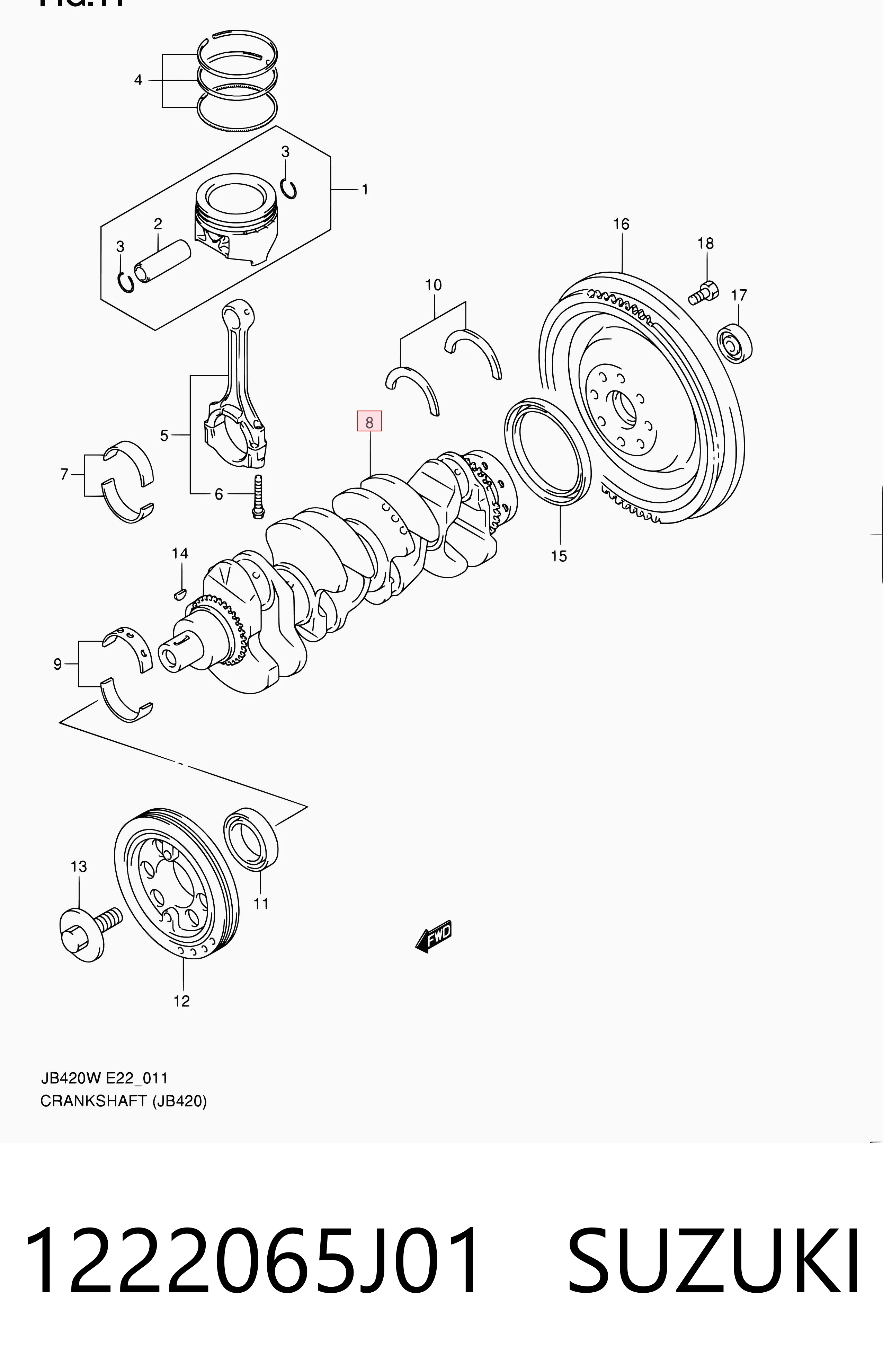 1222065J01 Suzuki Коленвал двигателя