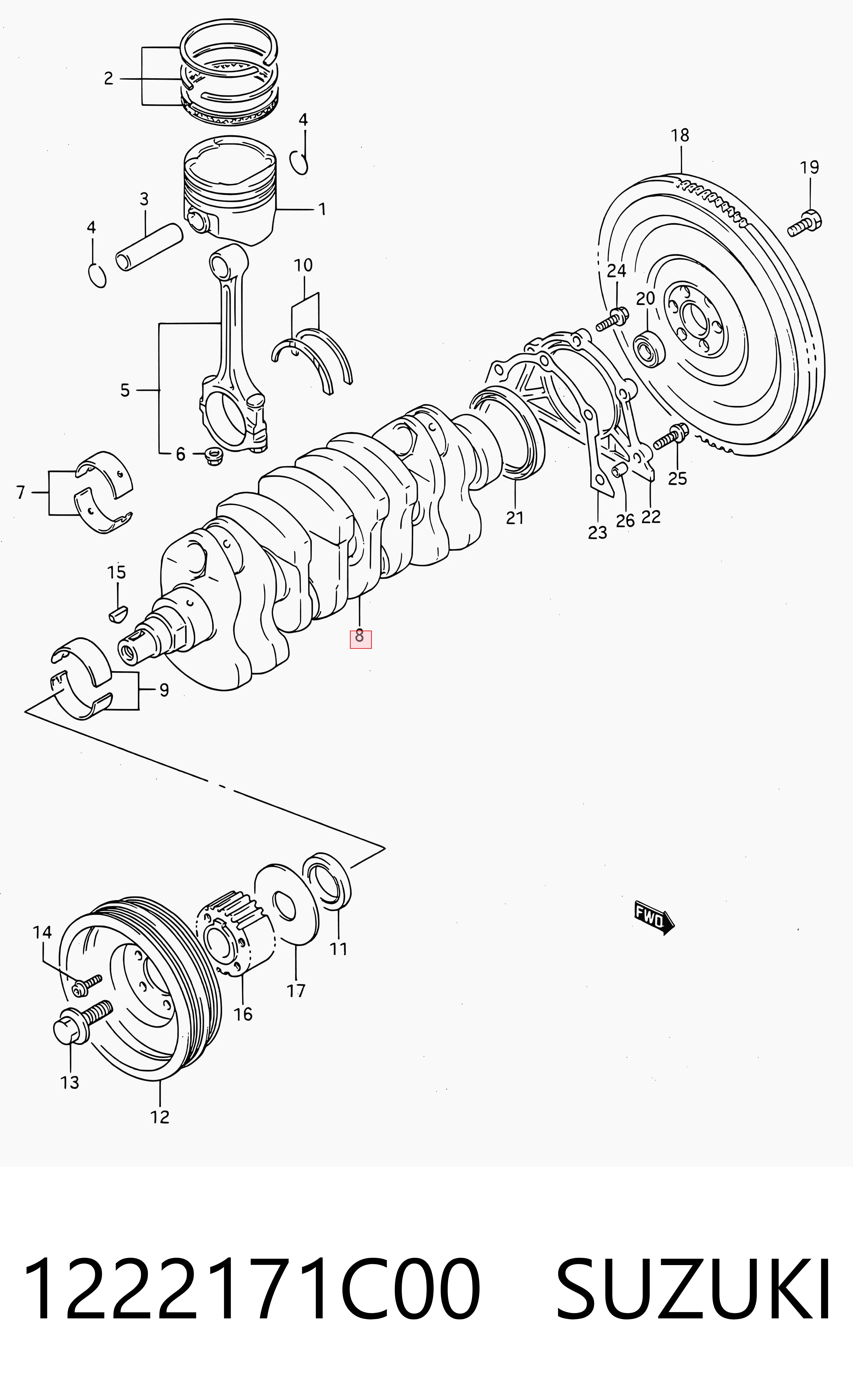 1222171C00 Suzuki Коленвал двигателя
