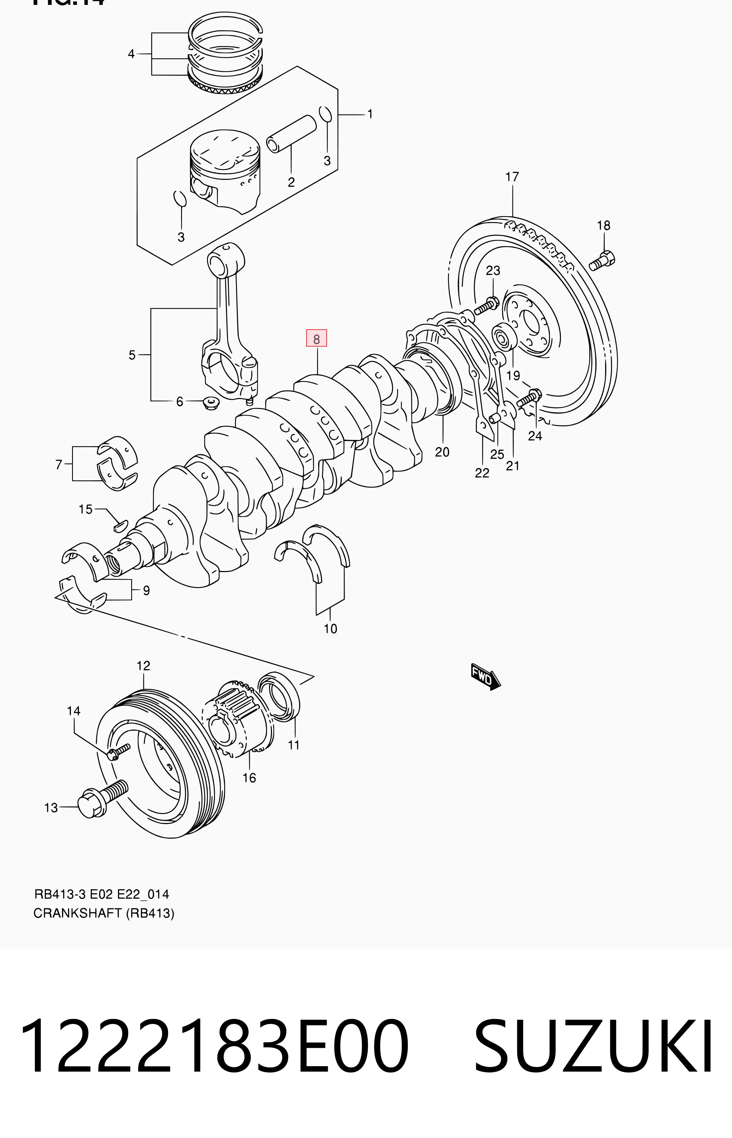 1222183E00 Suzuki Коленвал двигателя