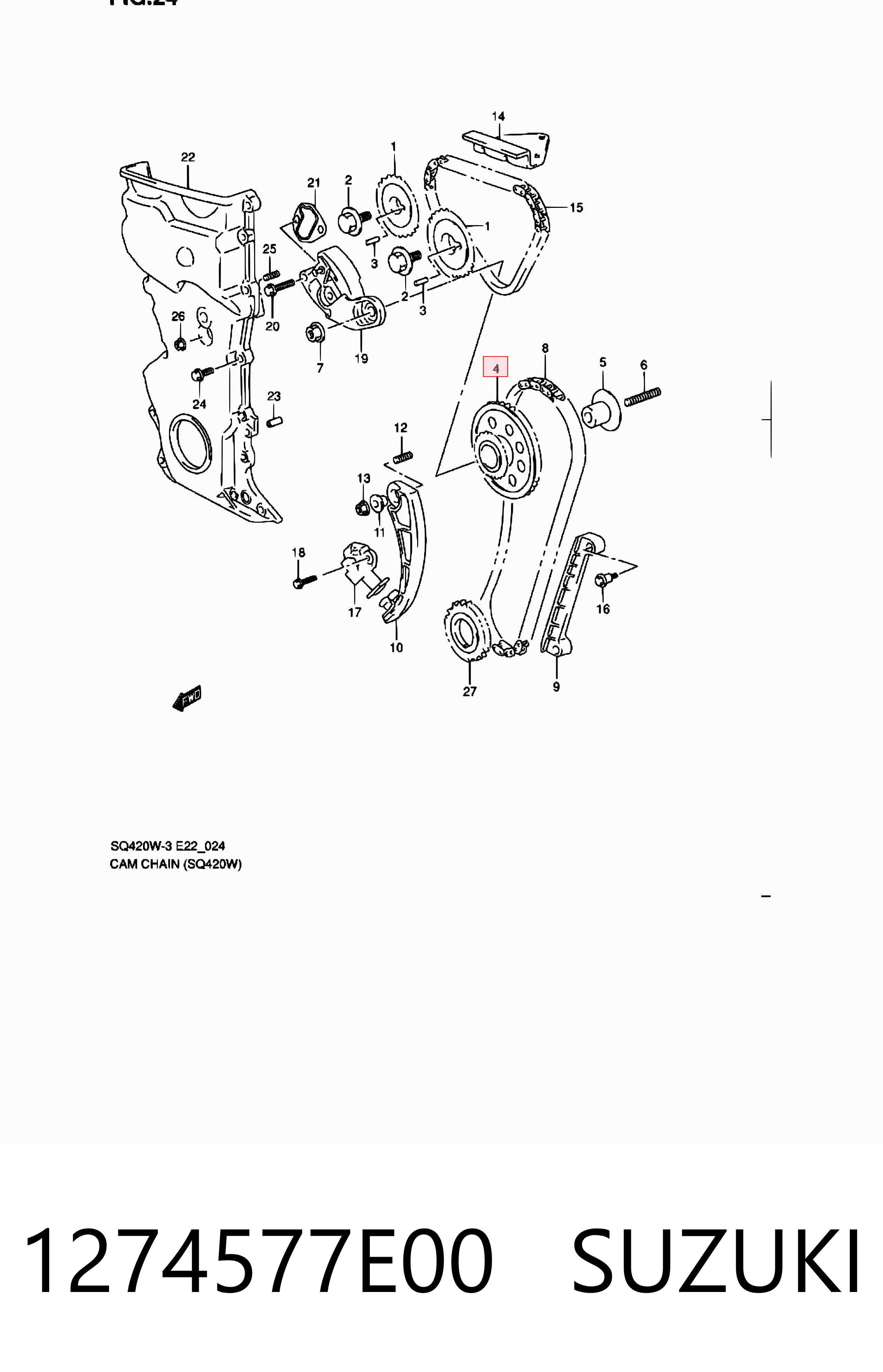 1274577E00 Suzuki Шестерня промежуточного вала двигателя