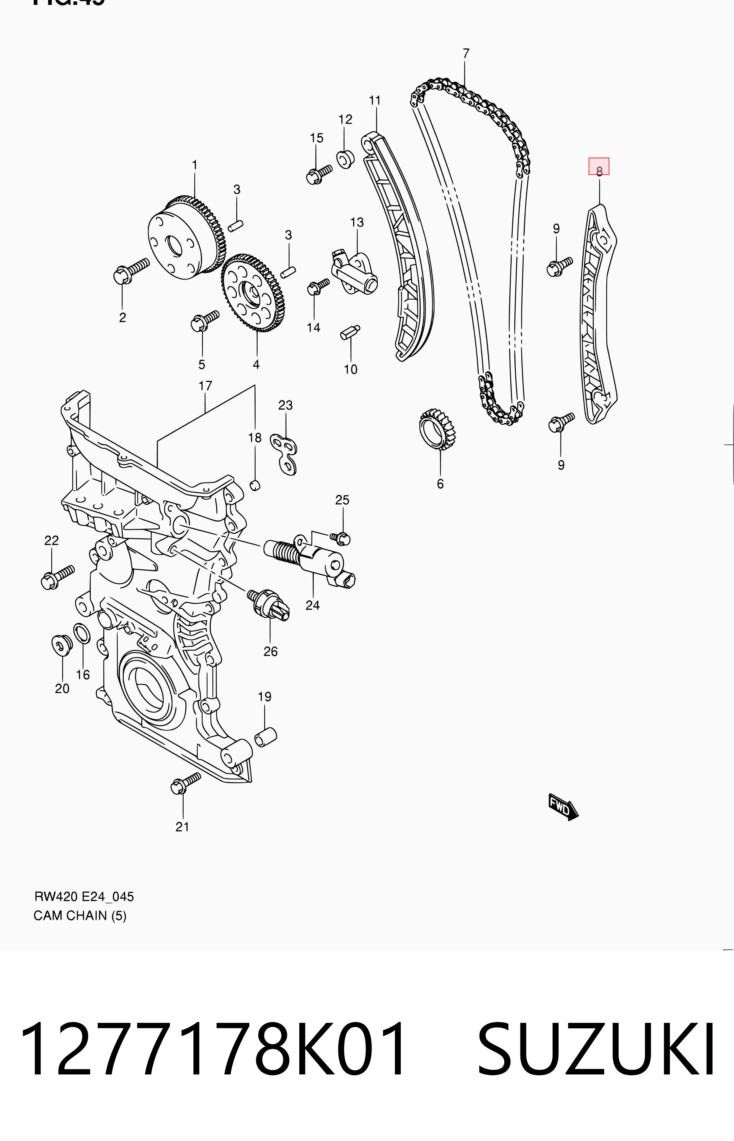 1277178K01 Suzuki Планка успокоителя цепи ГРМ
