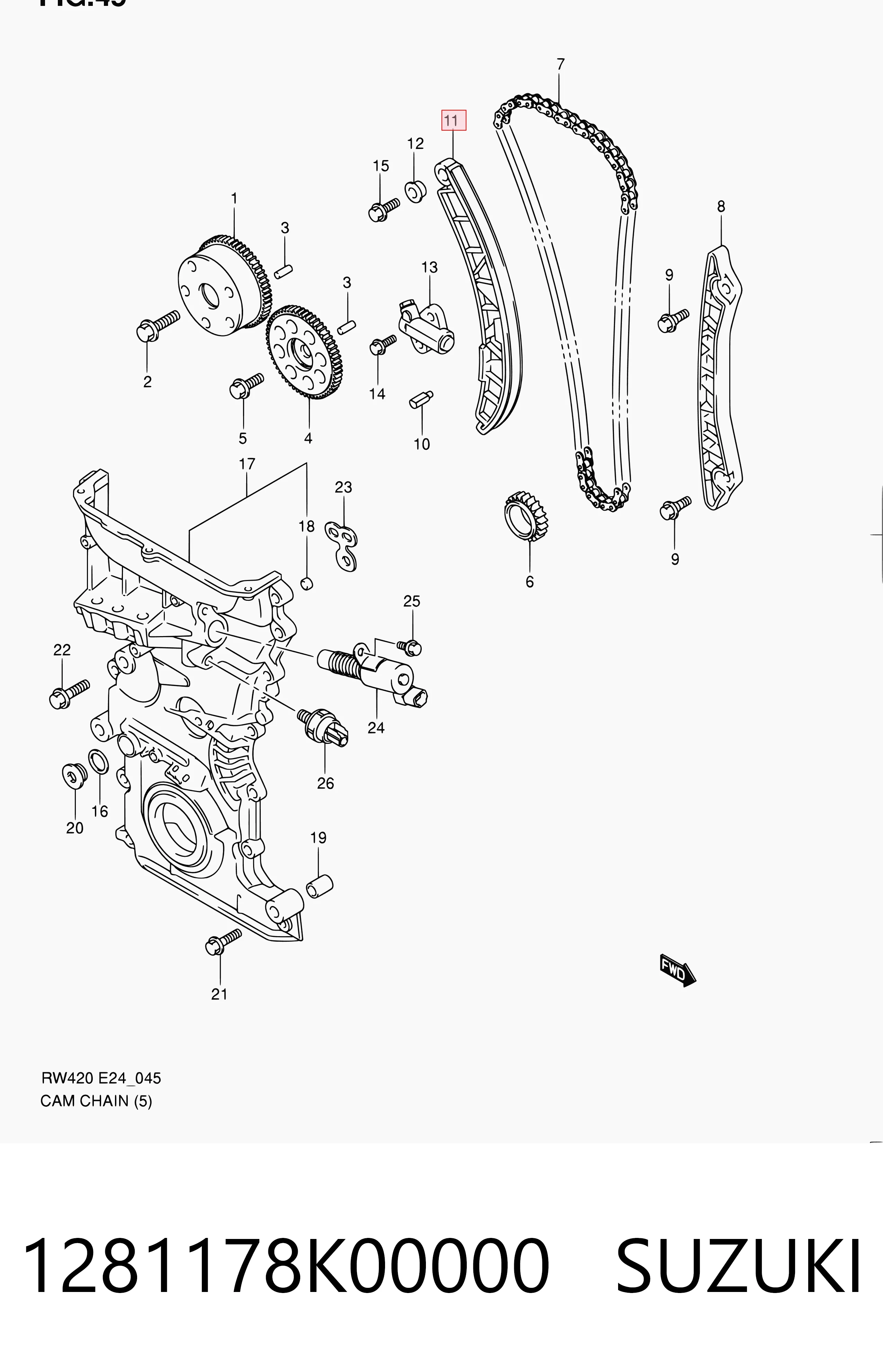 1281178K00000 Suzuki Башмаки цепи ГРМ