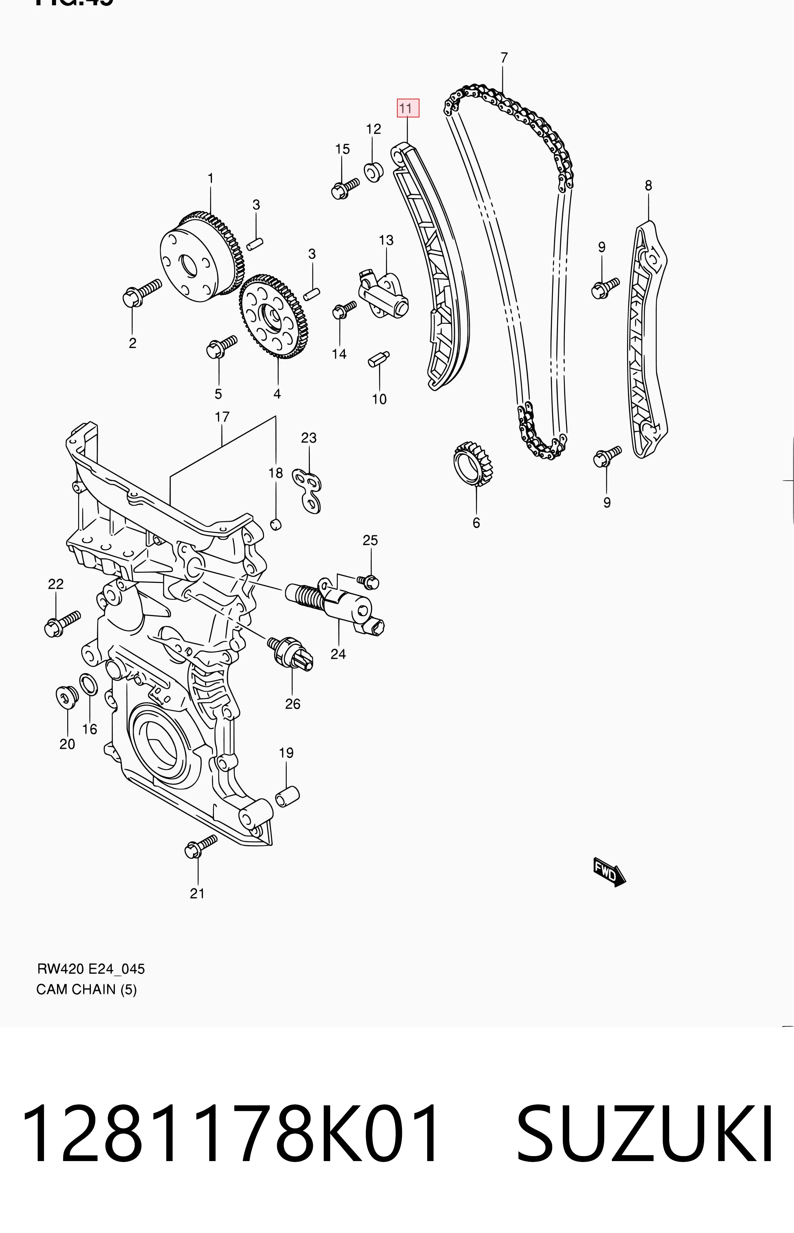 1281178K01 Suzuki Башмаки цепи ГРМ