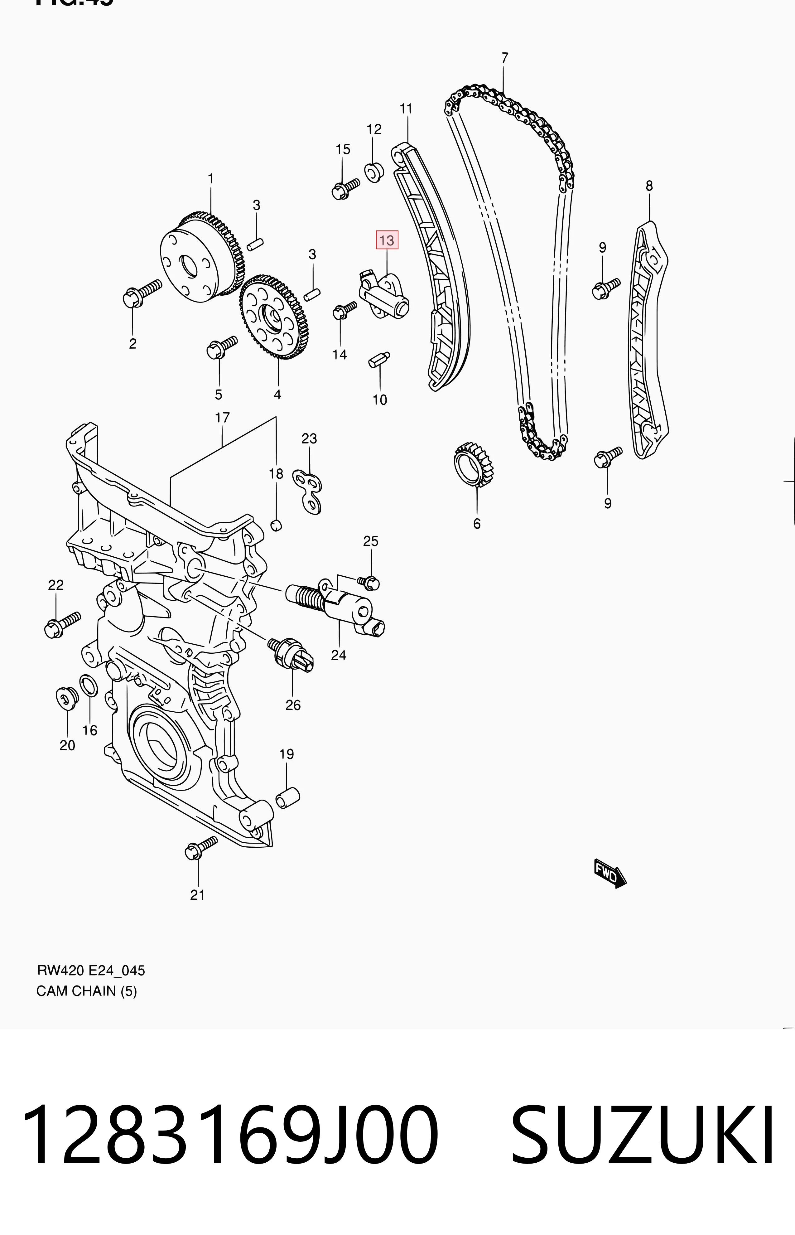 1283169J00 Suzuki Гидронатяжитель цепи