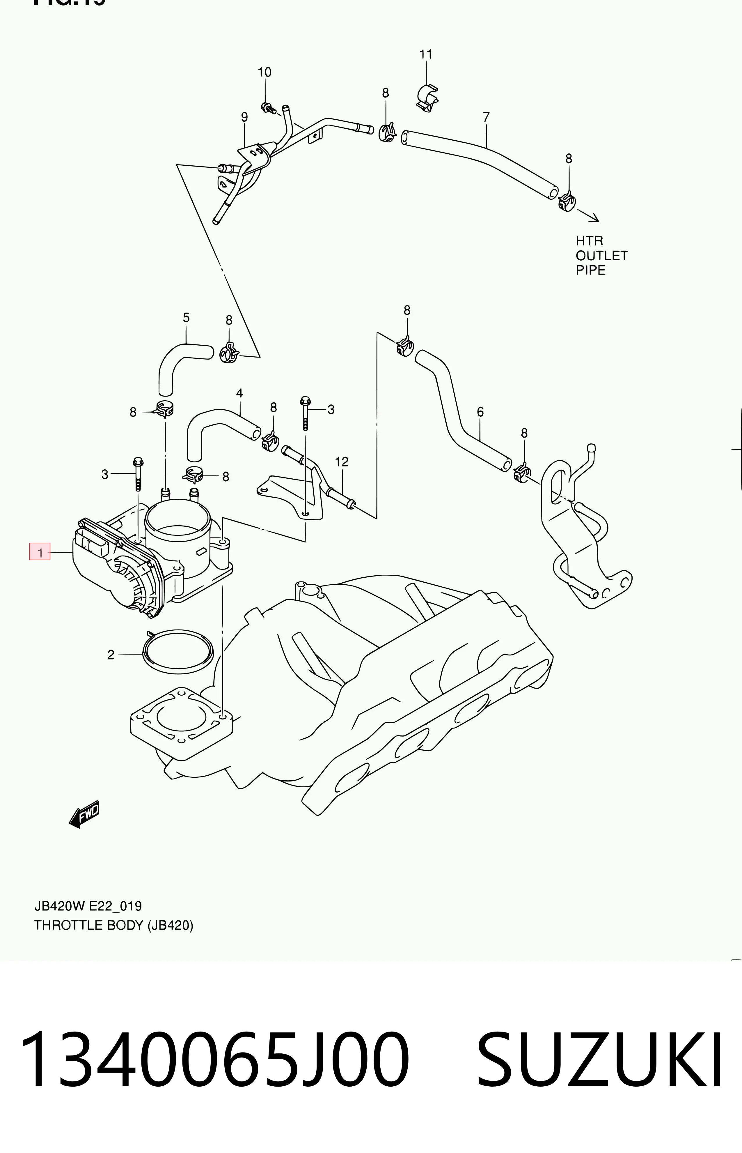1340065J00 Suzuki Дроссельная заслонка