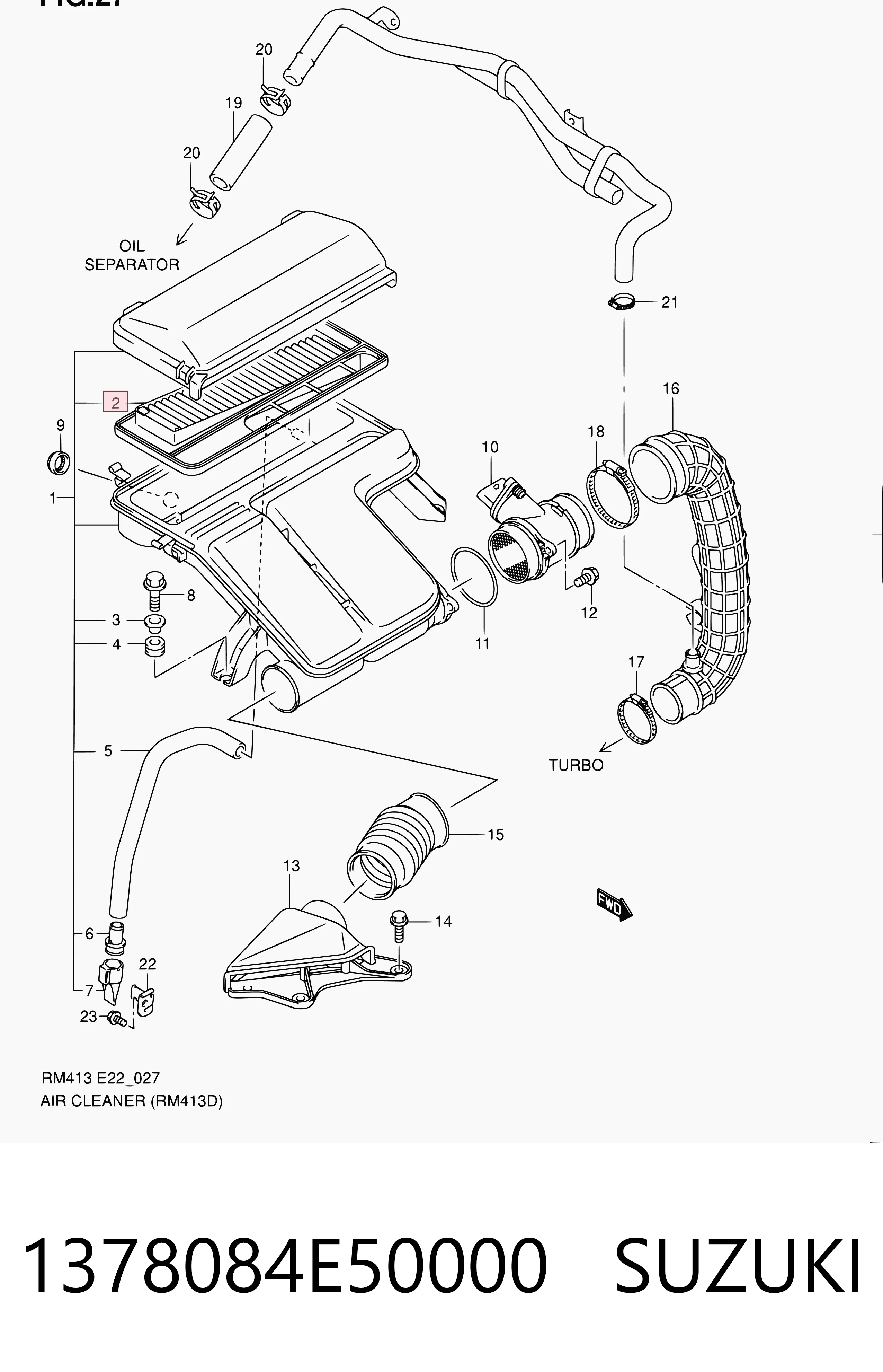 1378084E50000 Suzuki Воздушный фильтр двигателя