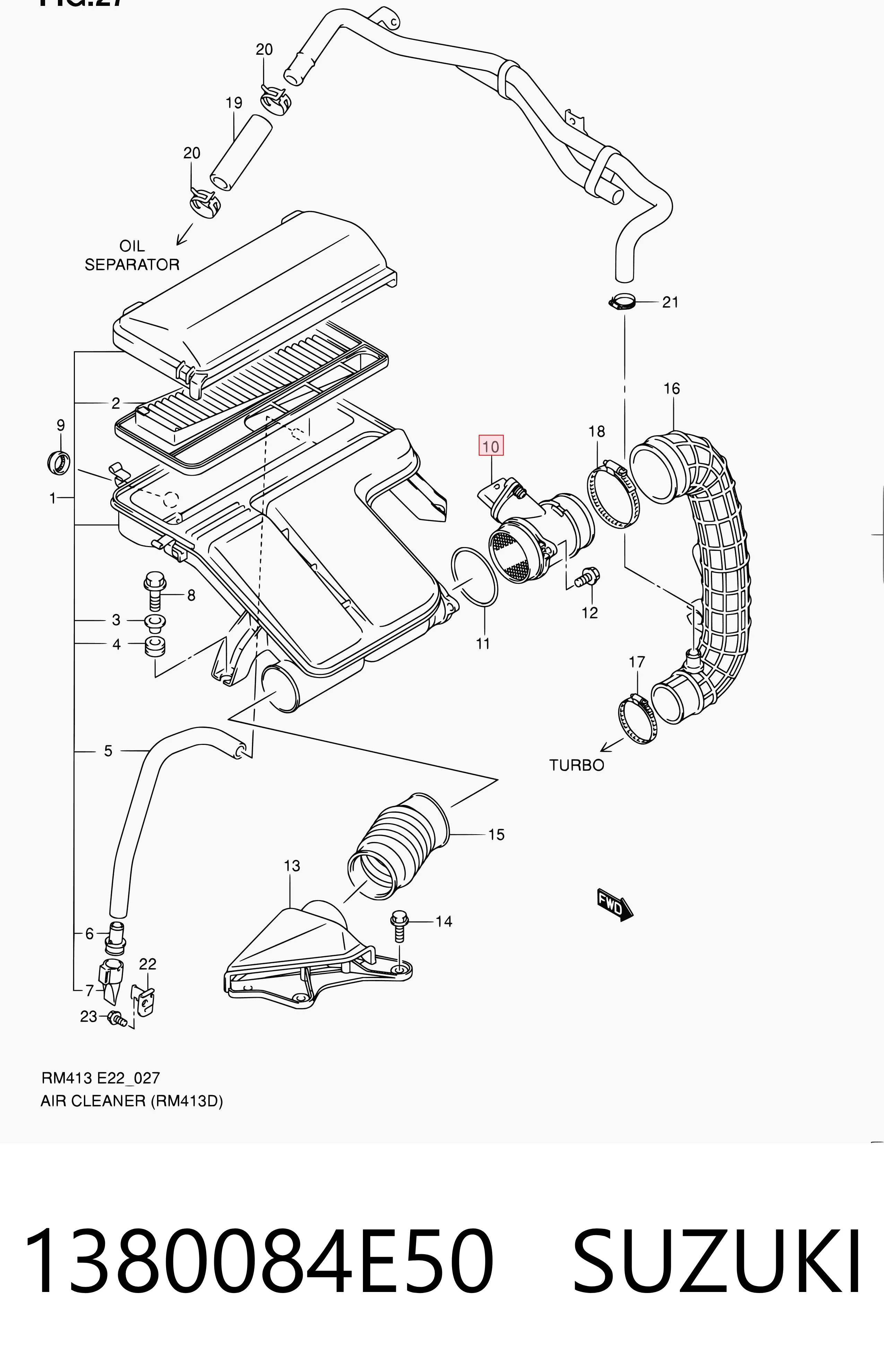 1380084E50 Suzuki Датчик расхода воздуха