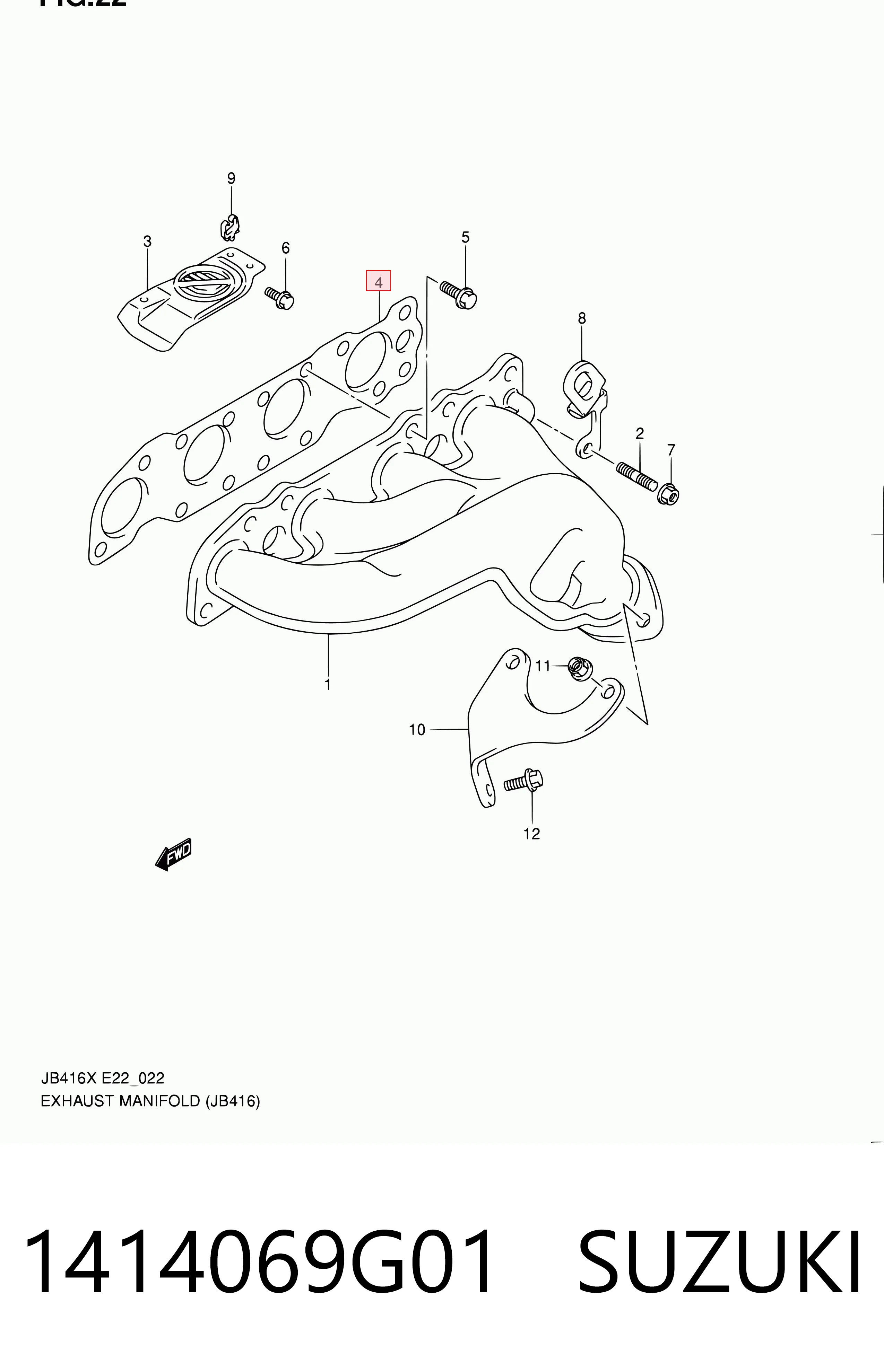1414069G01 Subaru Прокладка коллектора выпуск