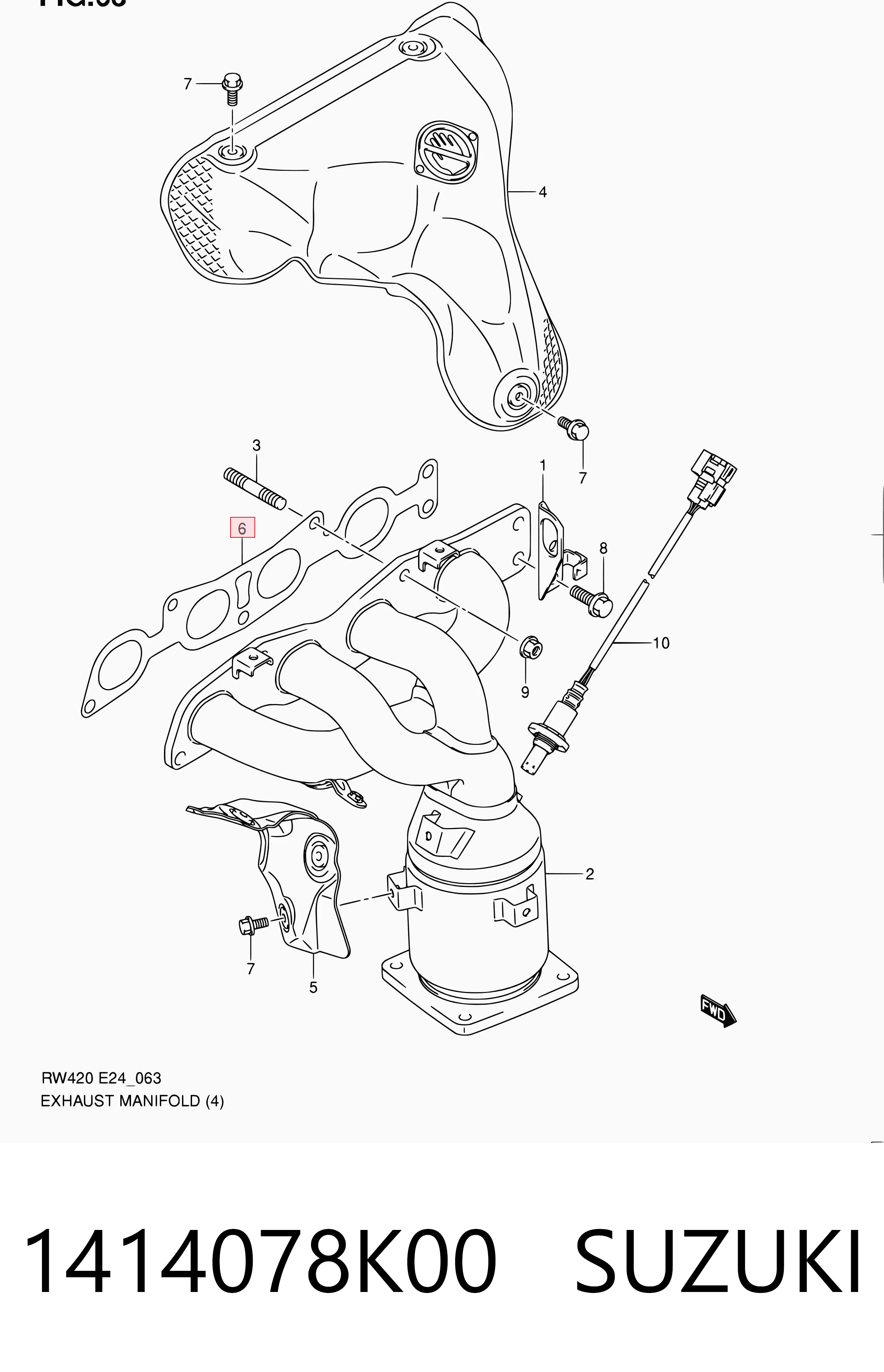 1414078K00 Suzuki Прокладка коллектора выпуск