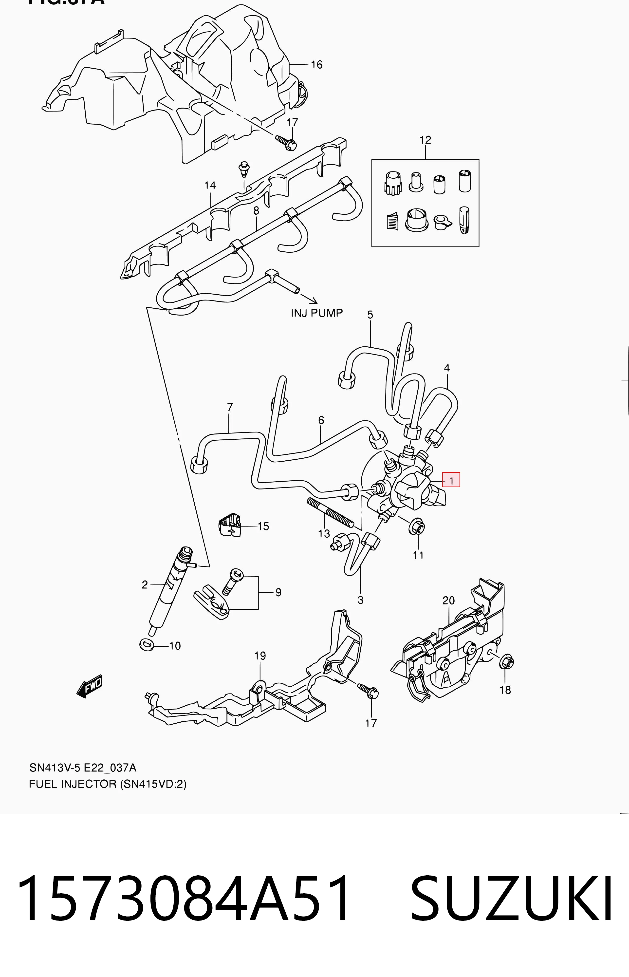 1573084A51 Suzuki Рампа форсунок системы впрыска топлива