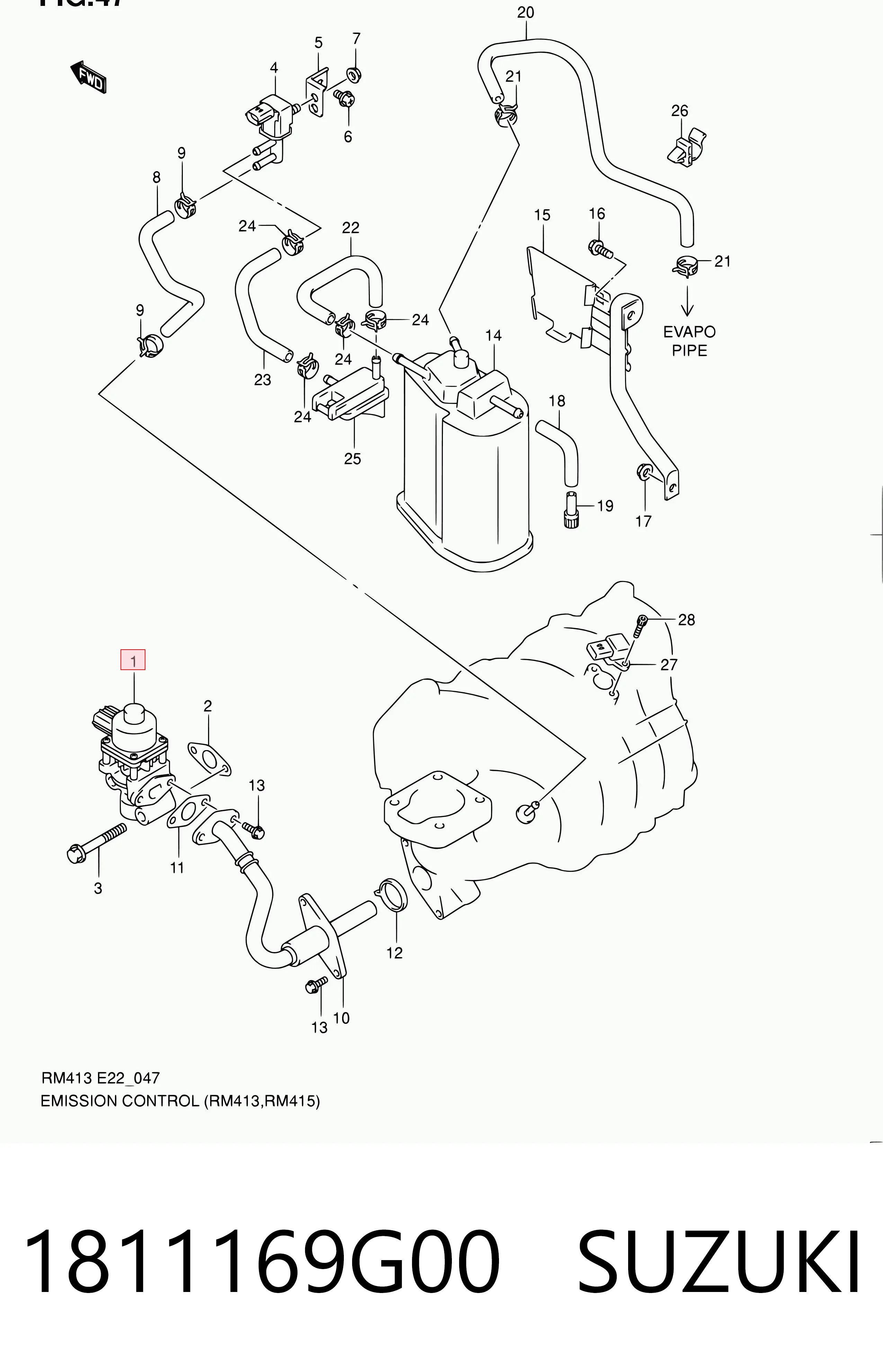 1811169G00 Suzuki Клапан рециркуляции отработавших газов EGR