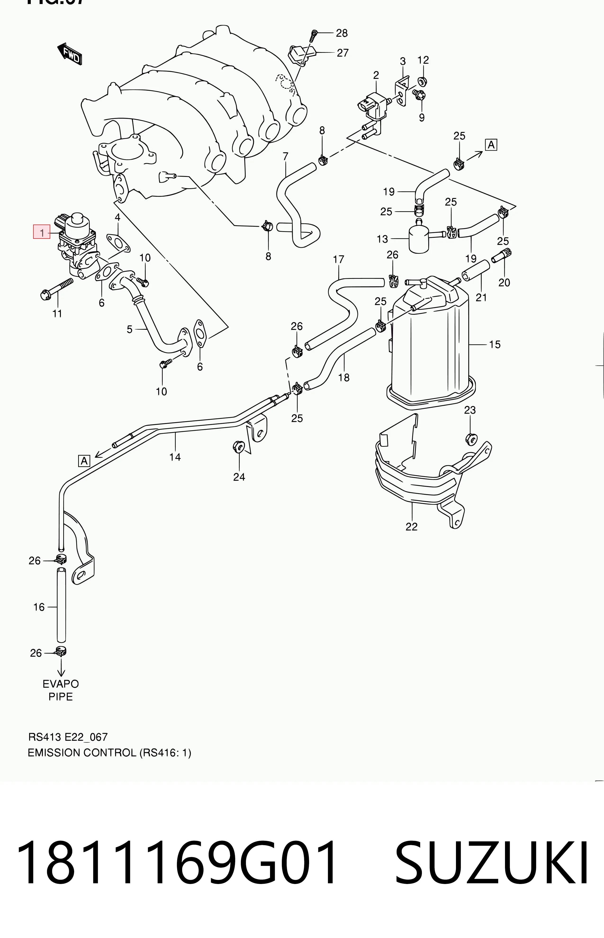 1811169G01 Suzuki Клапан рециркуляции отработавших газов EGR