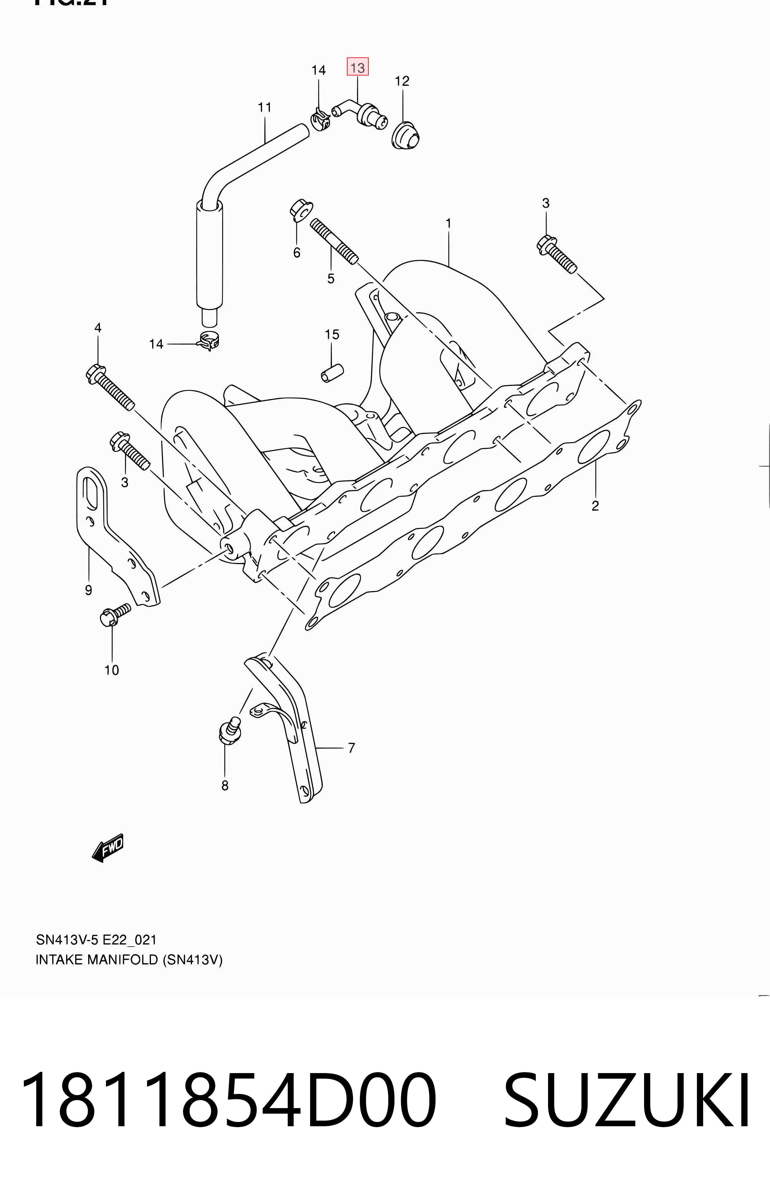 1811854D00 Suzuki Клапан PCV вентиляции картера