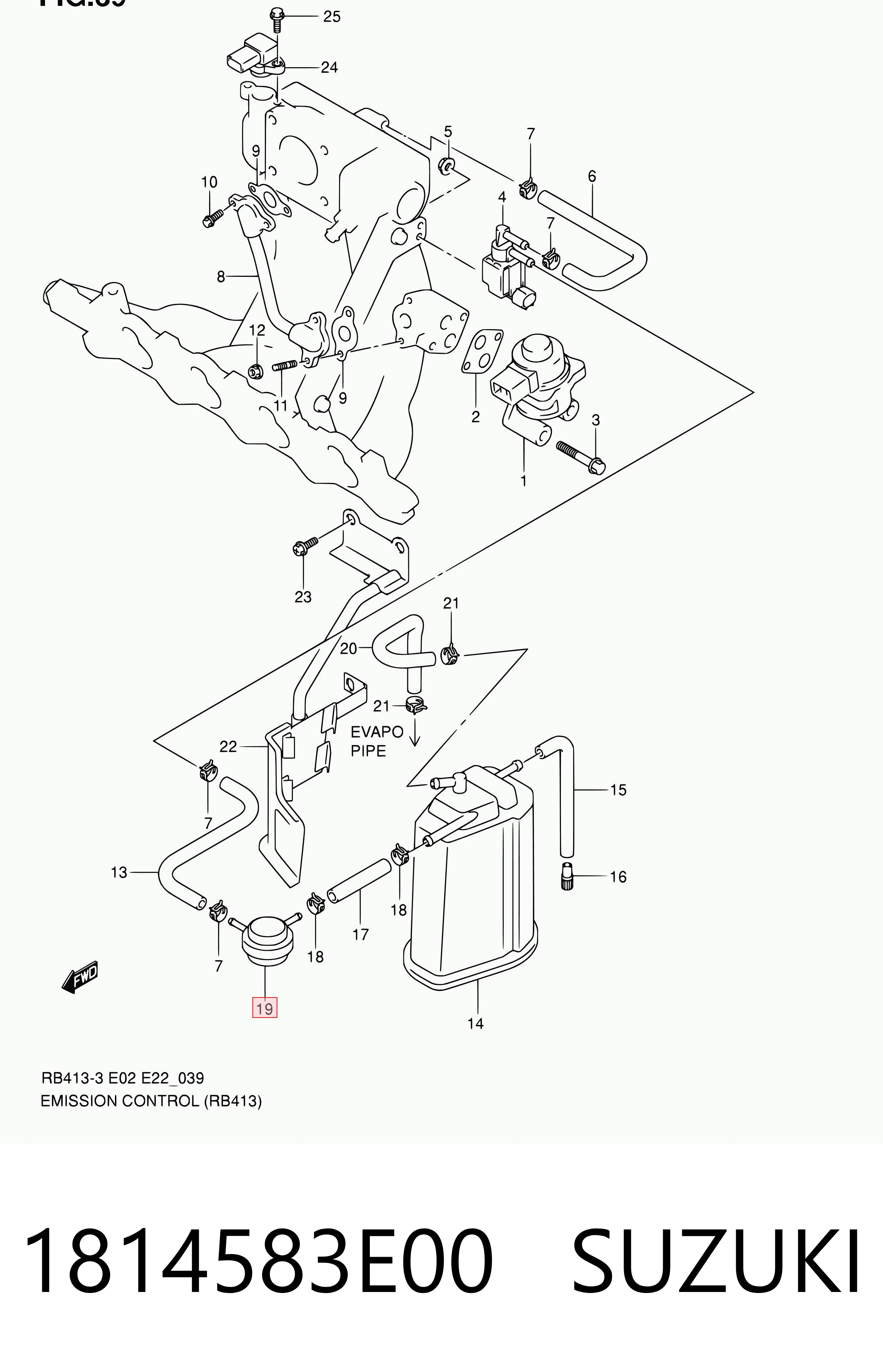 1814583E00 Suzuki Клапан продувки катализатора