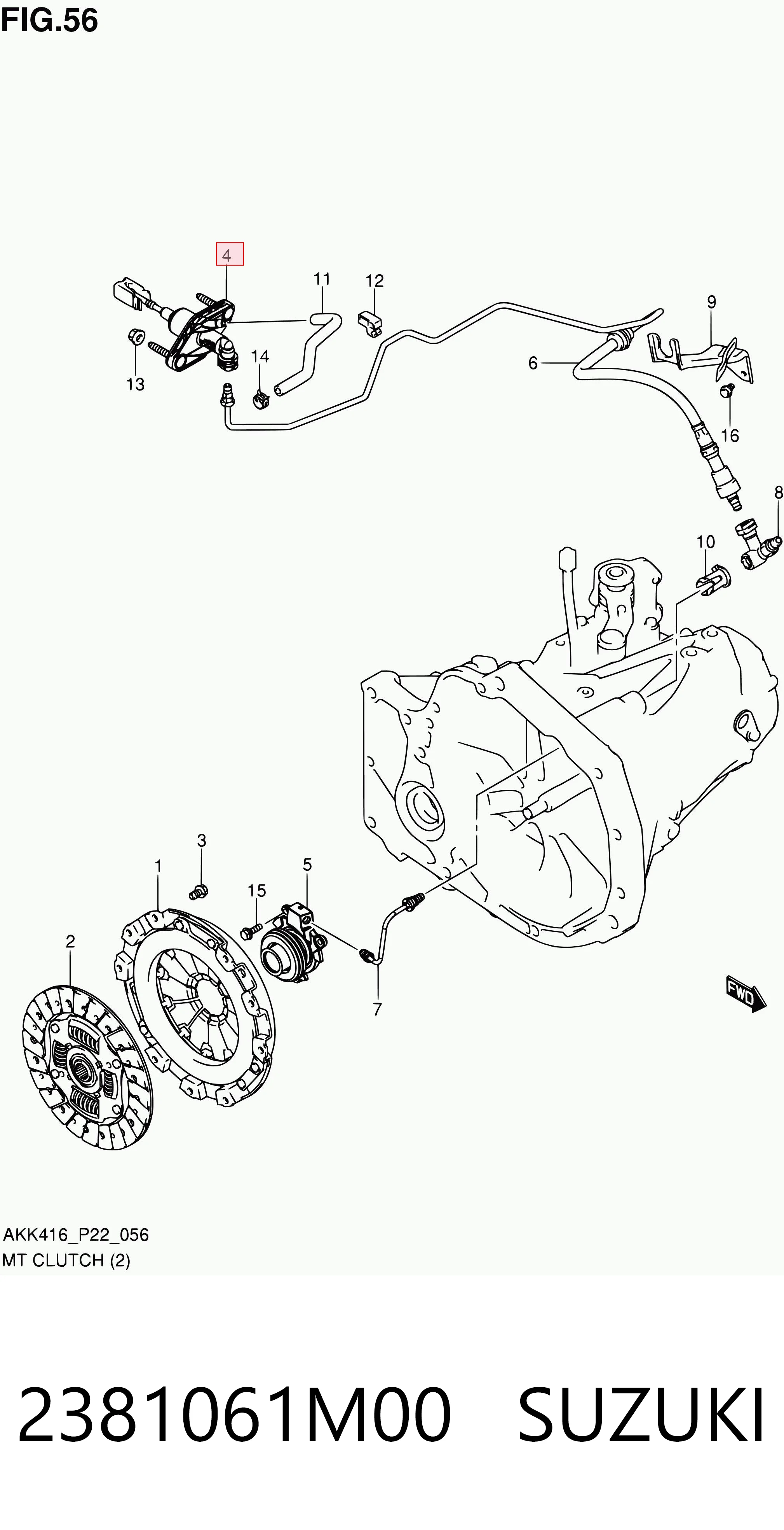 2381061M00 Suzuki Цилиндр сцепления, главный