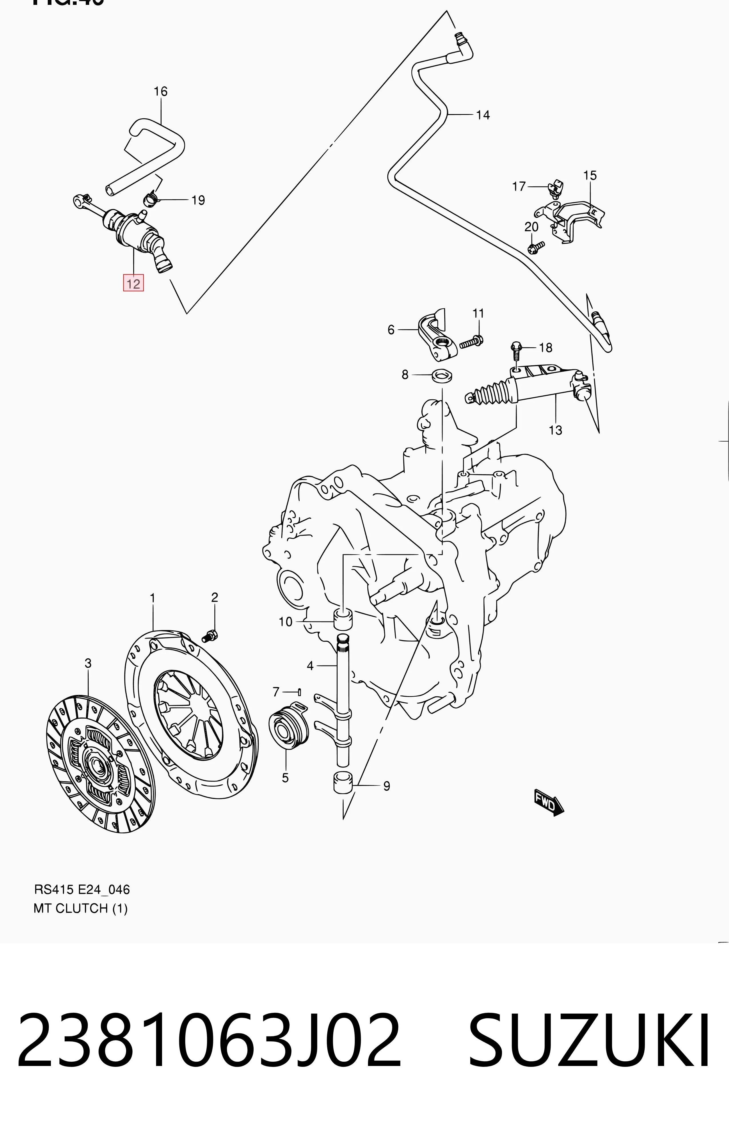 2381063J02 Suzuki Цилиндр сцепления, главный