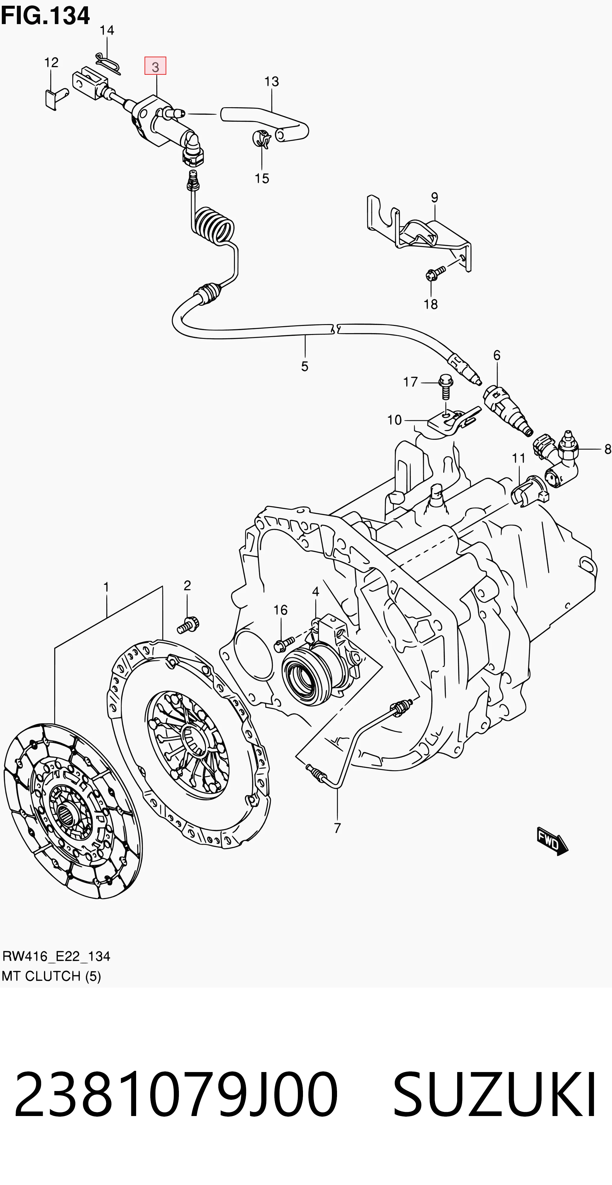 2381079J00 Suzuki Цилиндр сцепления, главный