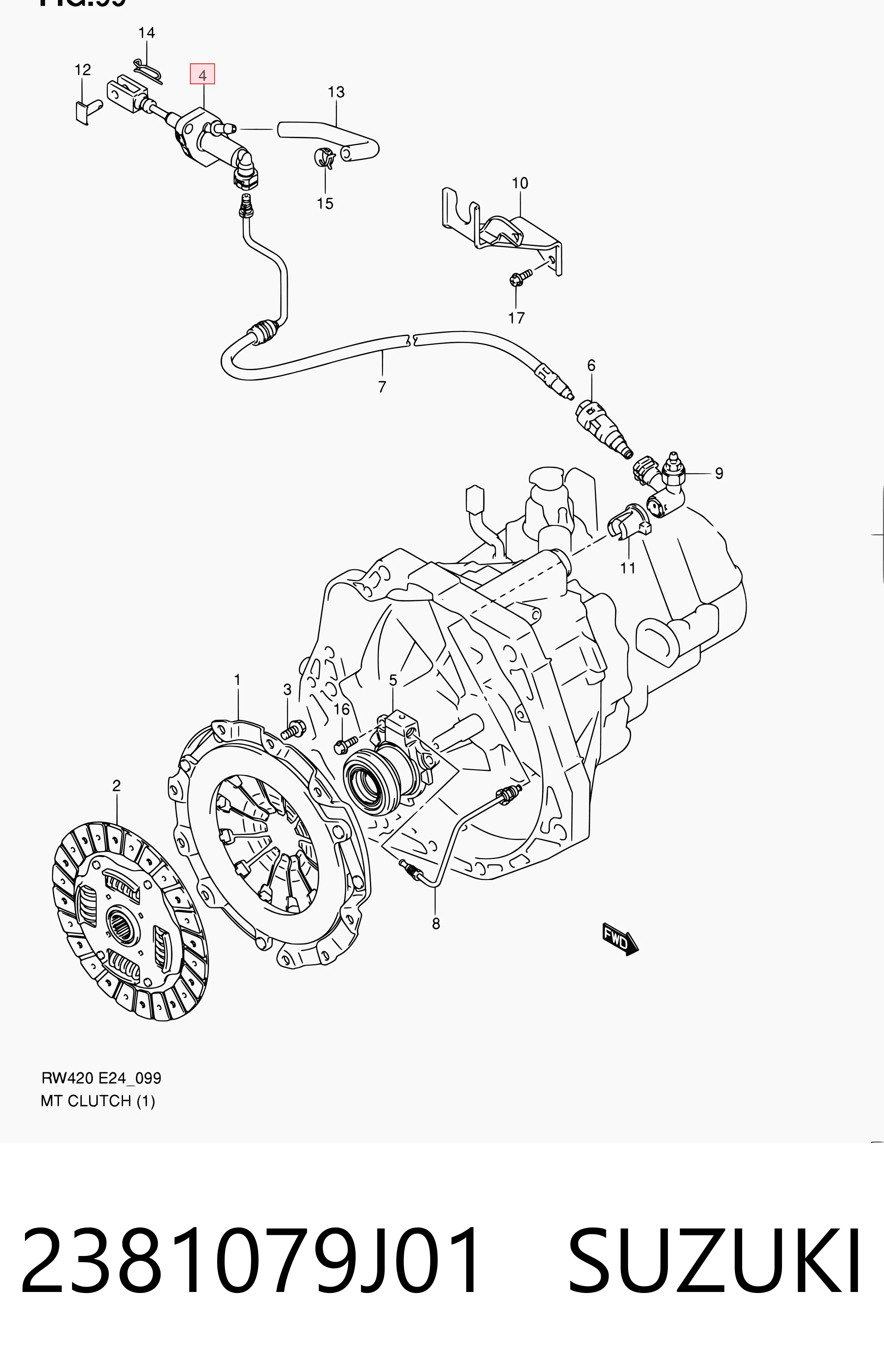 2381079J01 Suzuki Цилиндр сцепления, главный