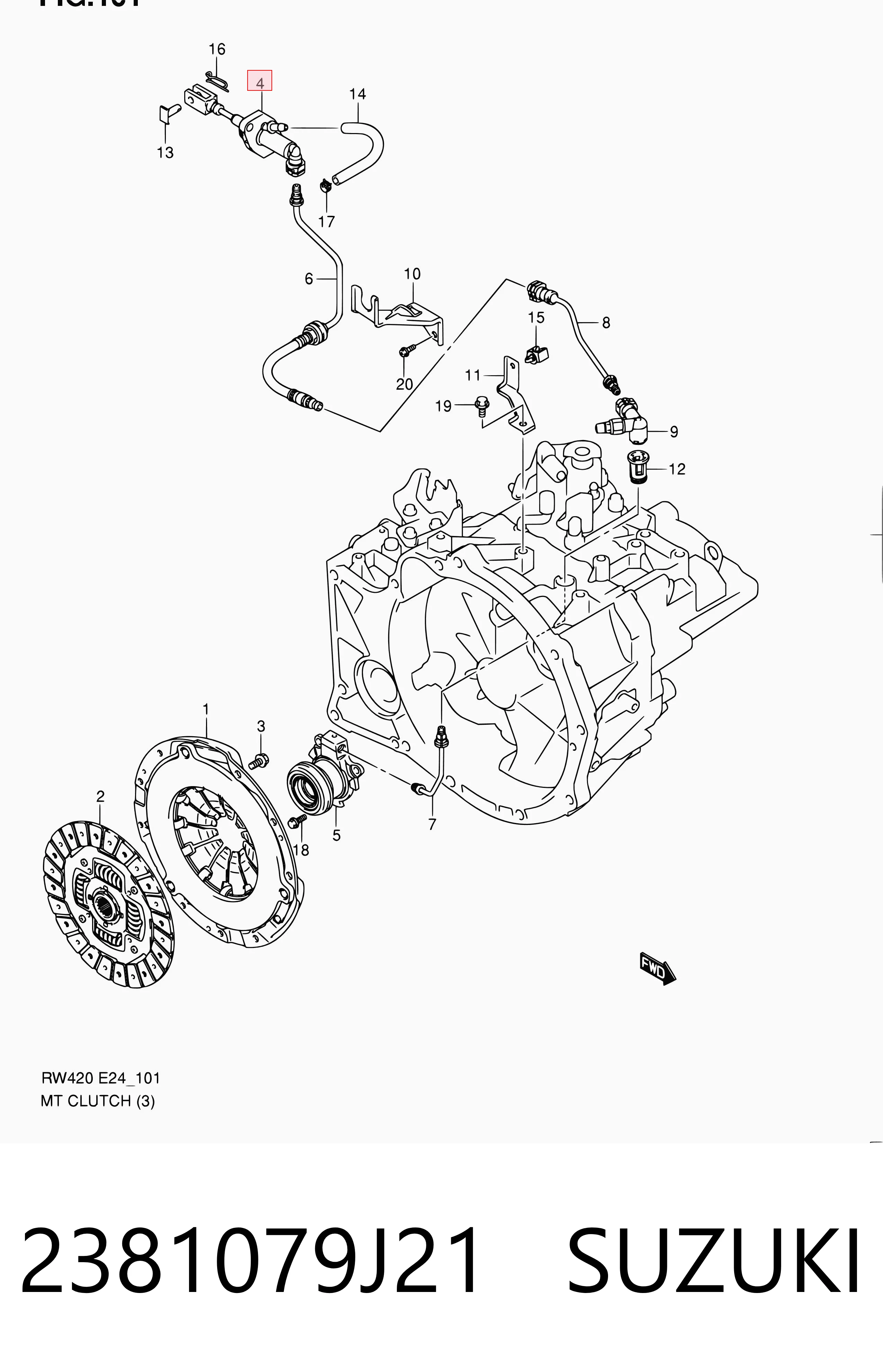 2381079J21 Suzuki Цилиндр сцепления, главный