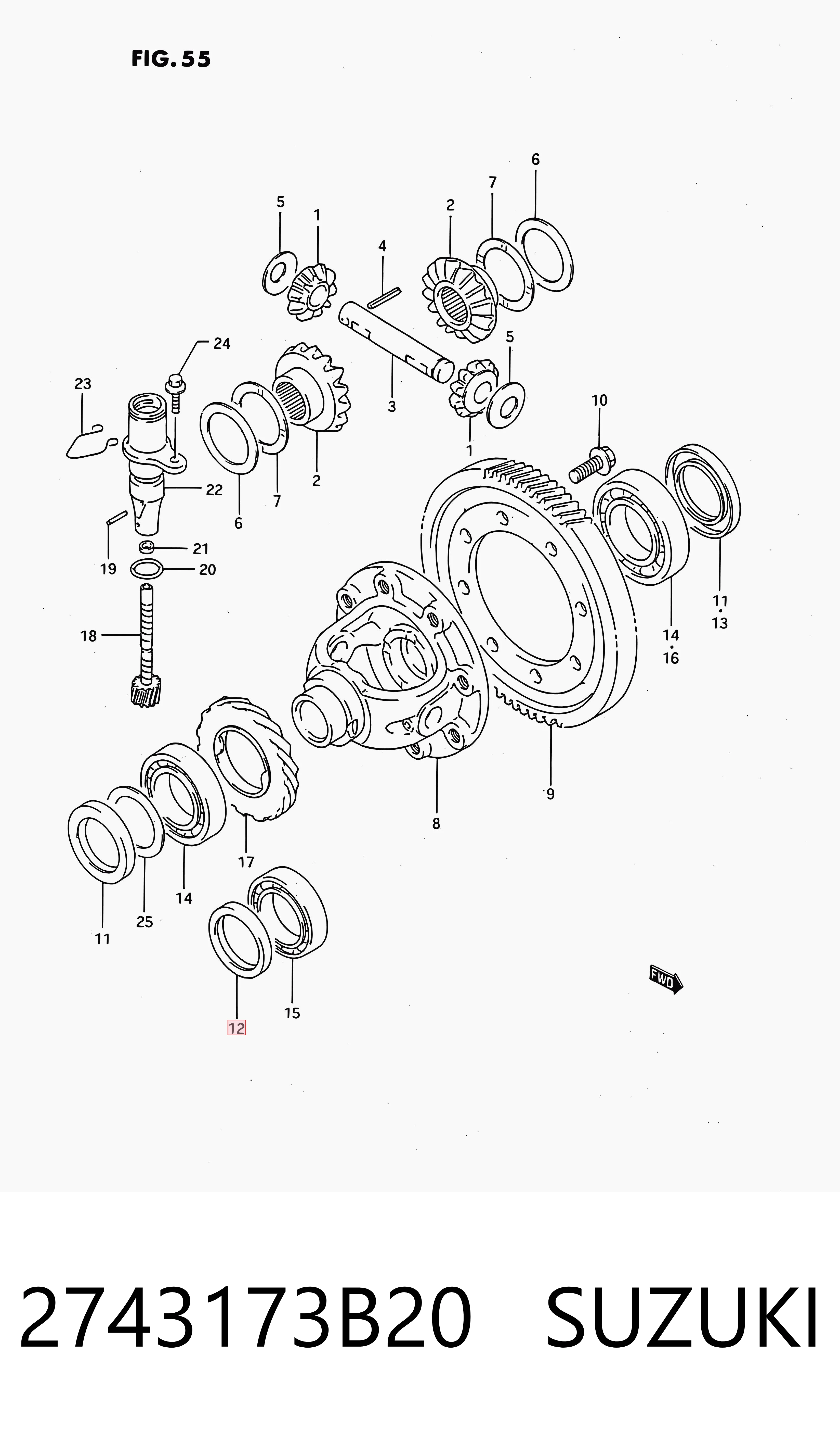 2743173B20 Suzuki Сальник полуоси переднего моста, правой