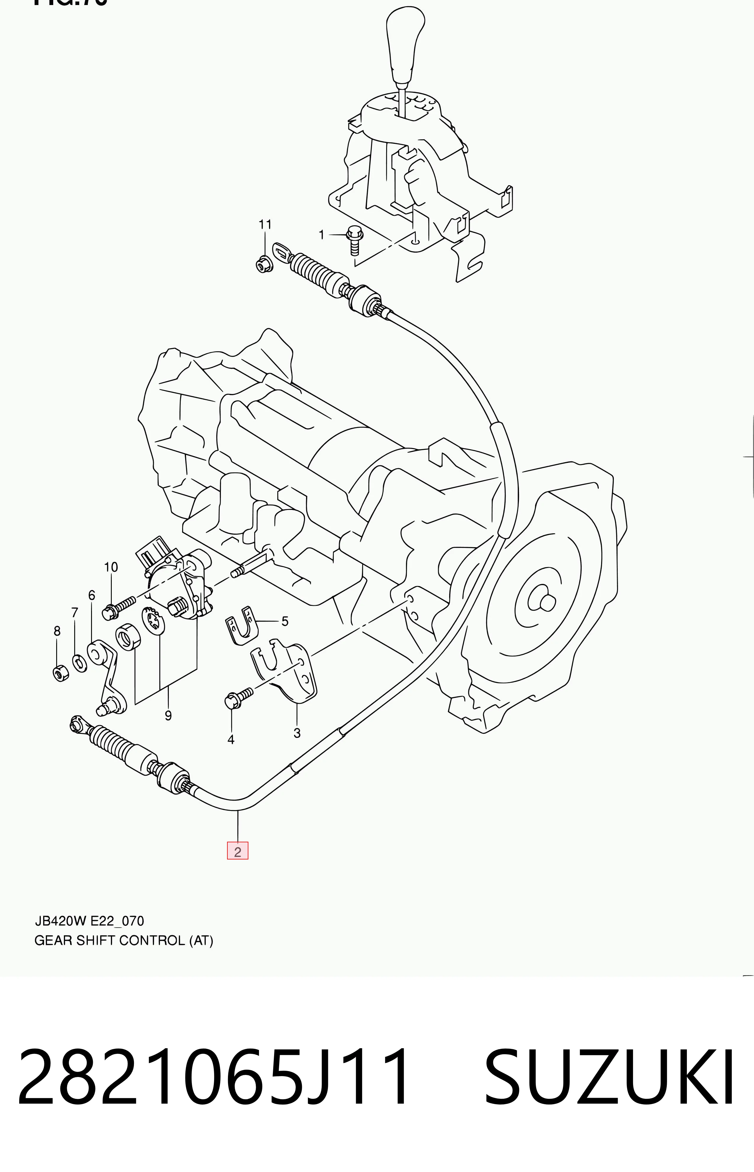 2821065J11 Suzuki Трос выбора передачи