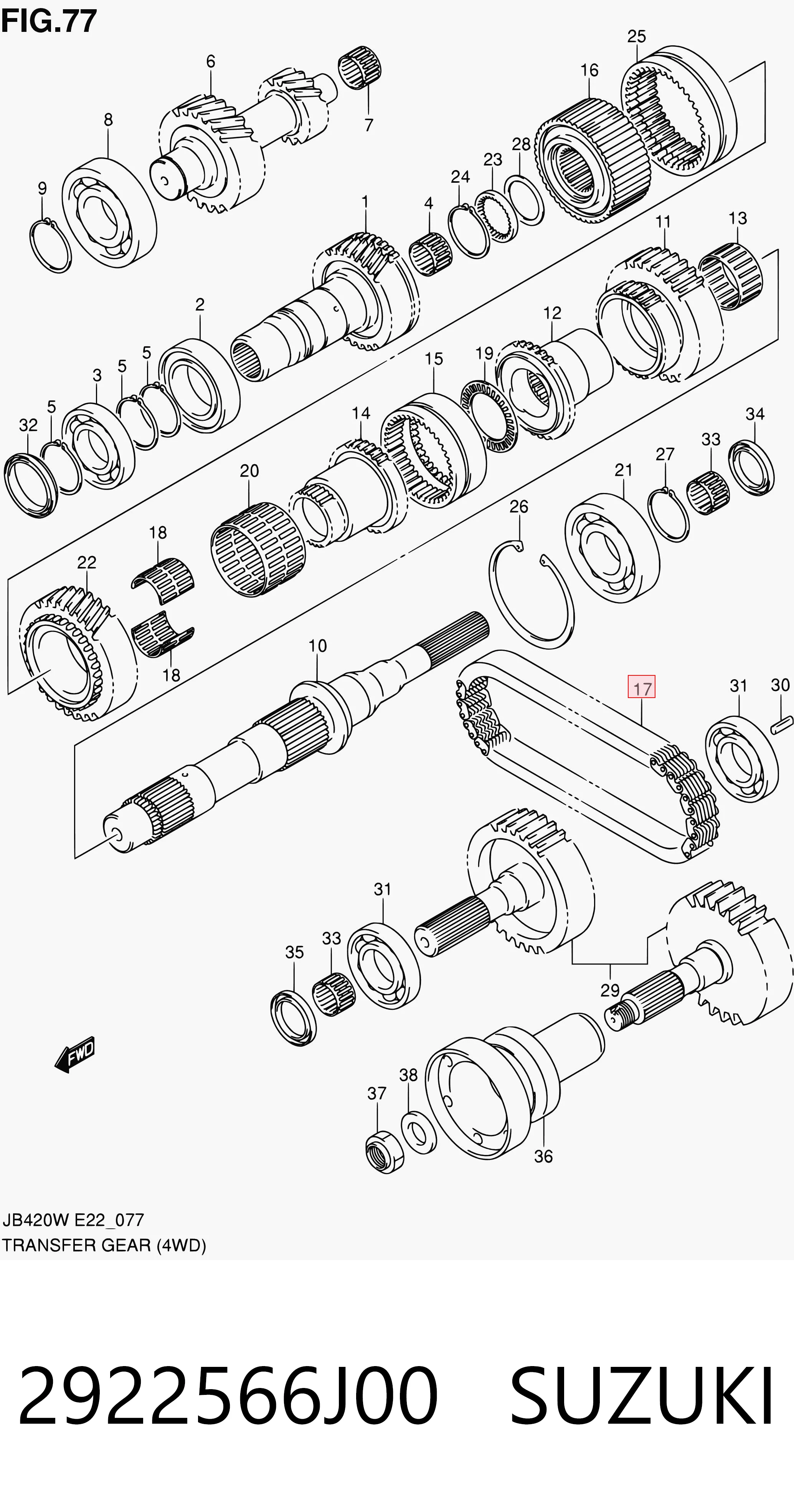2922566J00 Suzuki Цепь привода раздатки