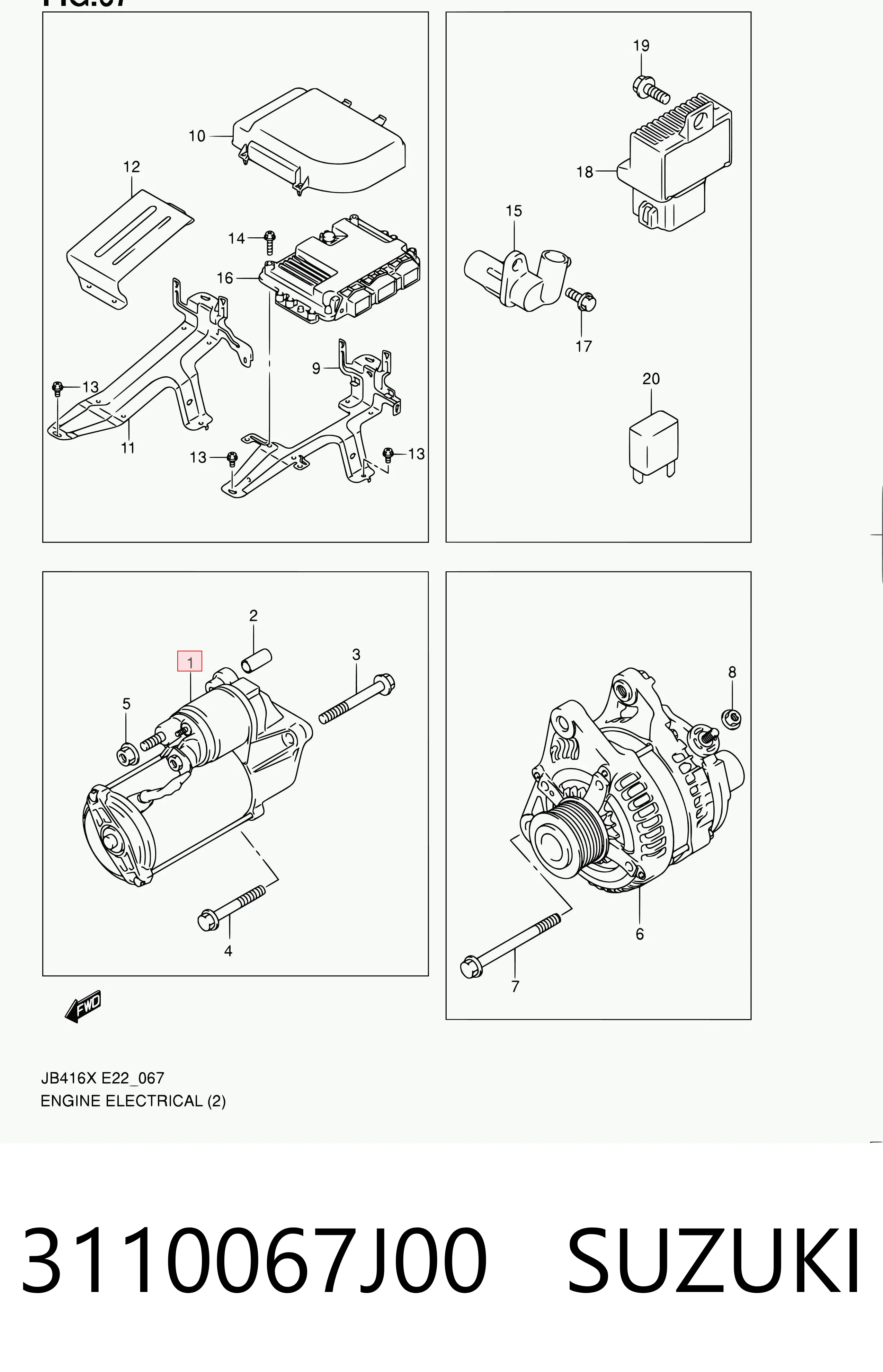 3110067J00 Suzuki Стартер автомобиля