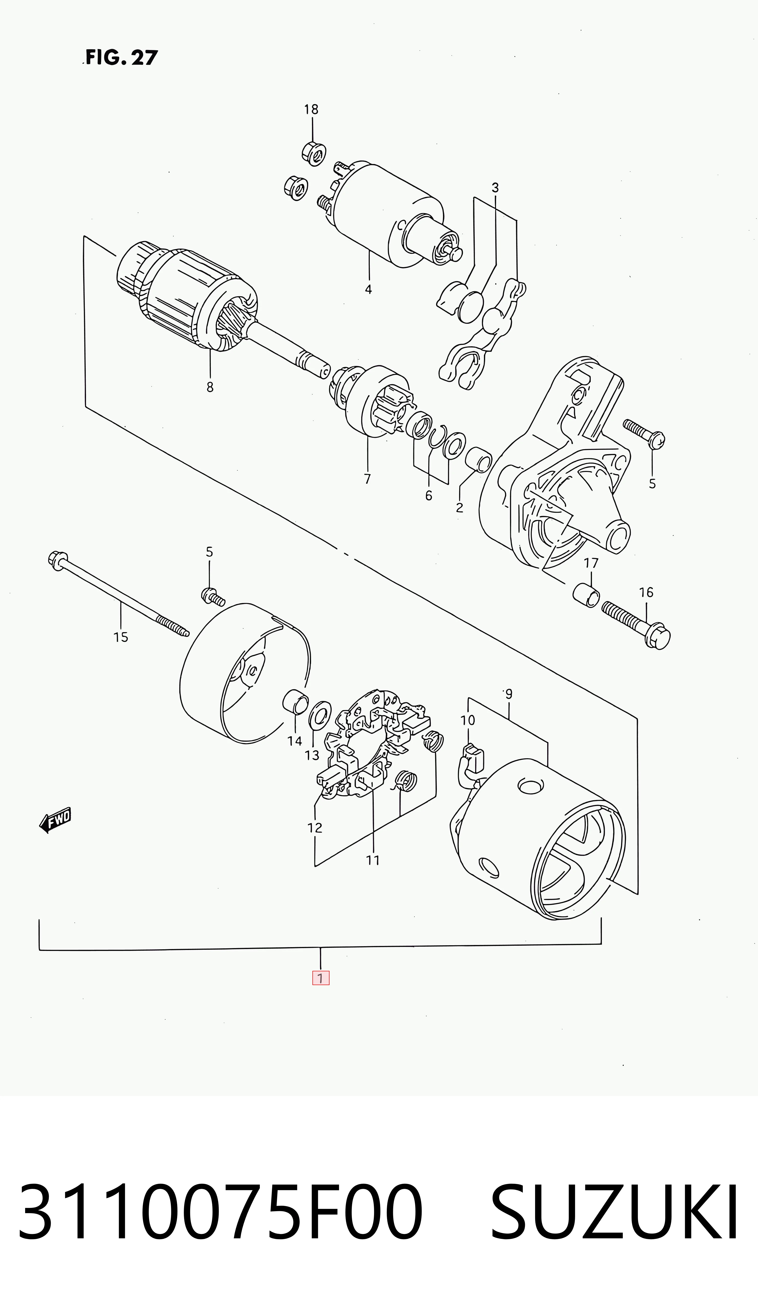 3110075F00 Suzuki Стартер автомобиля