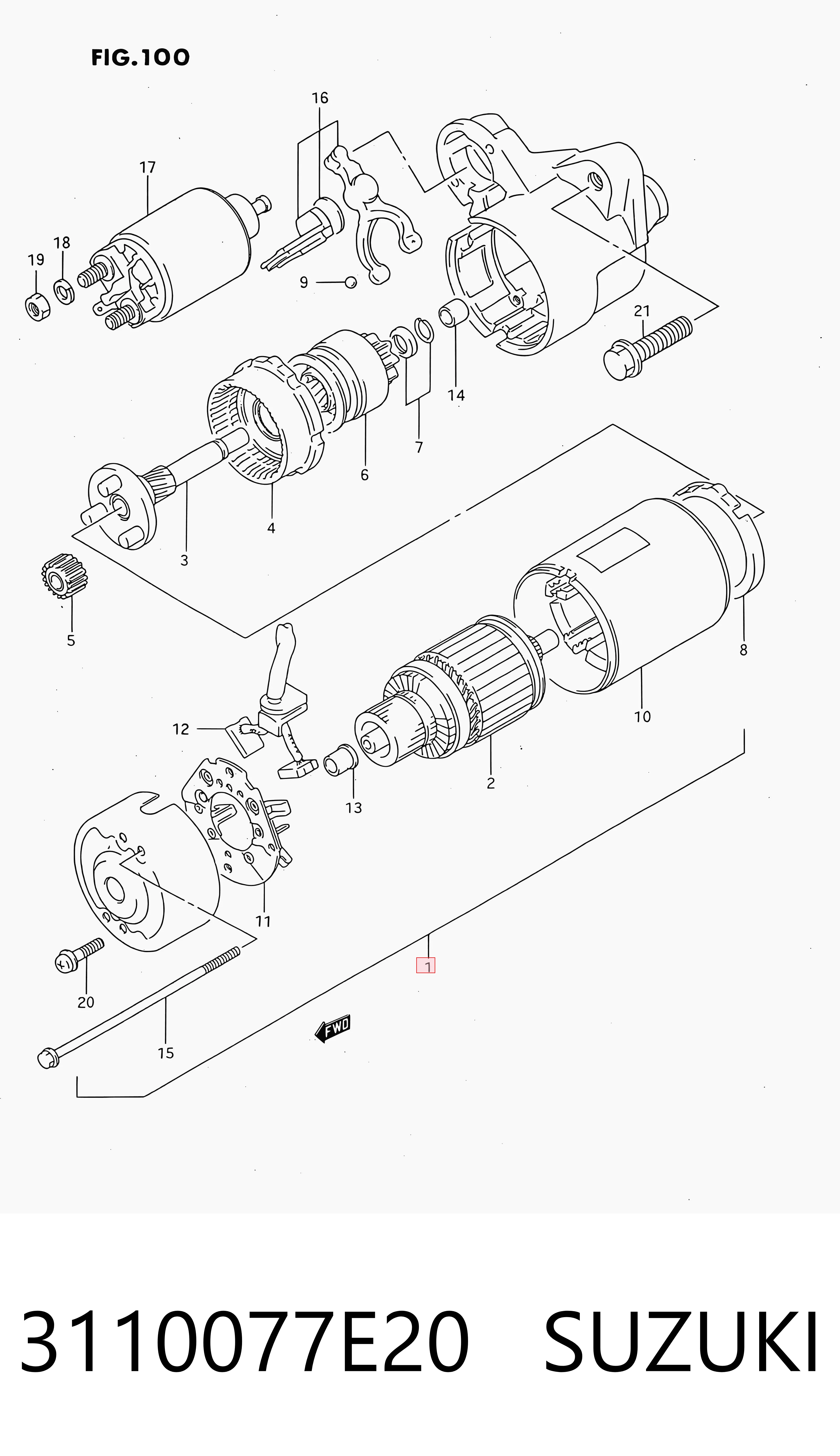 3110077E20 Suzuki Стартер автомобиля