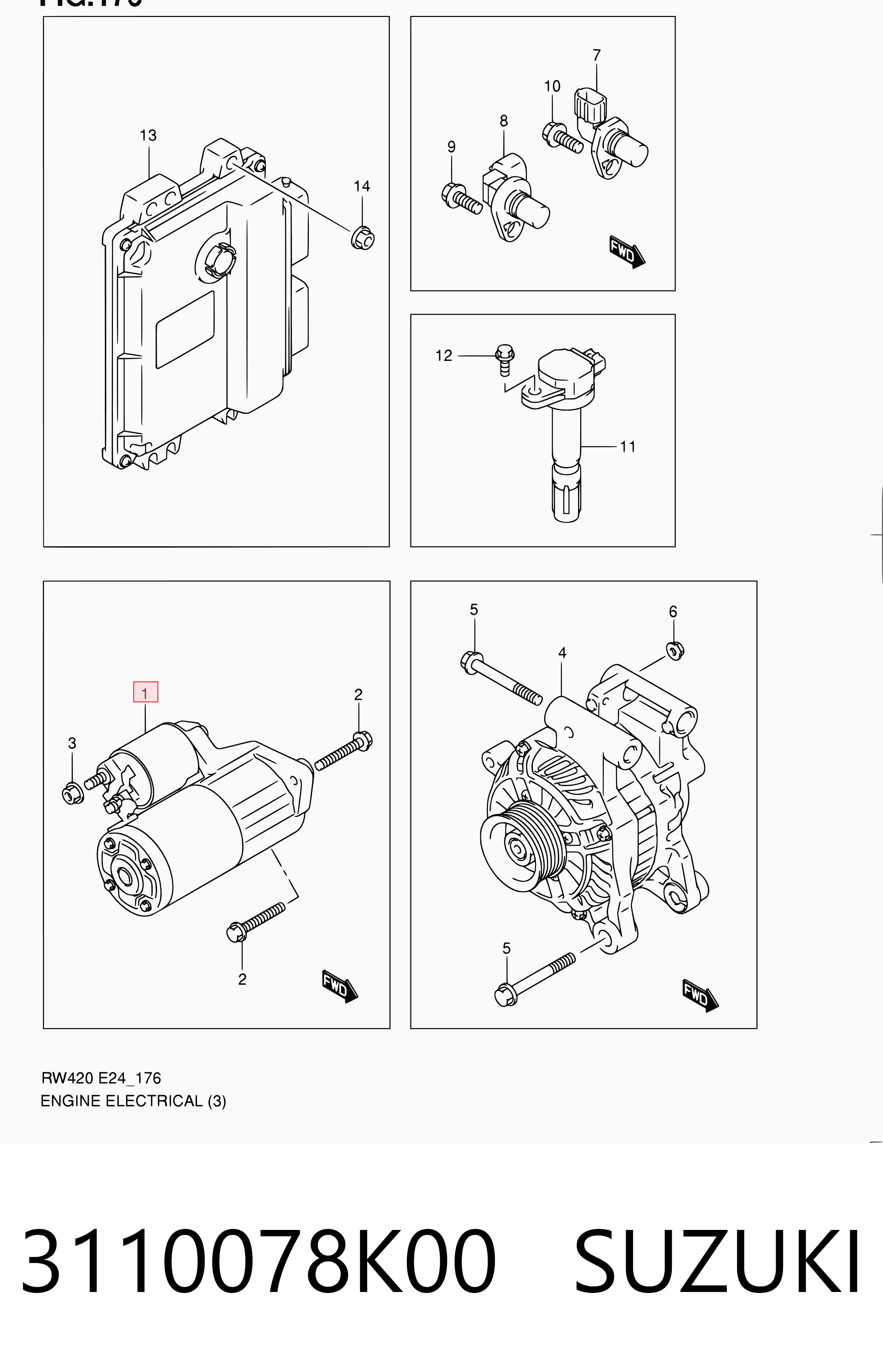 3110078K00 Suzuki Стартер автомобиля