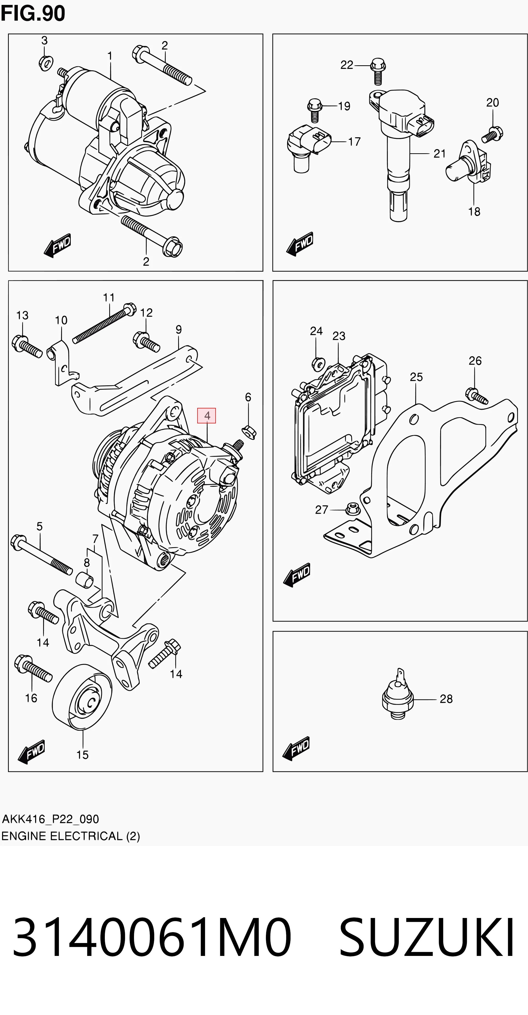 3140061M0 Suzuki Генератор автомобильный