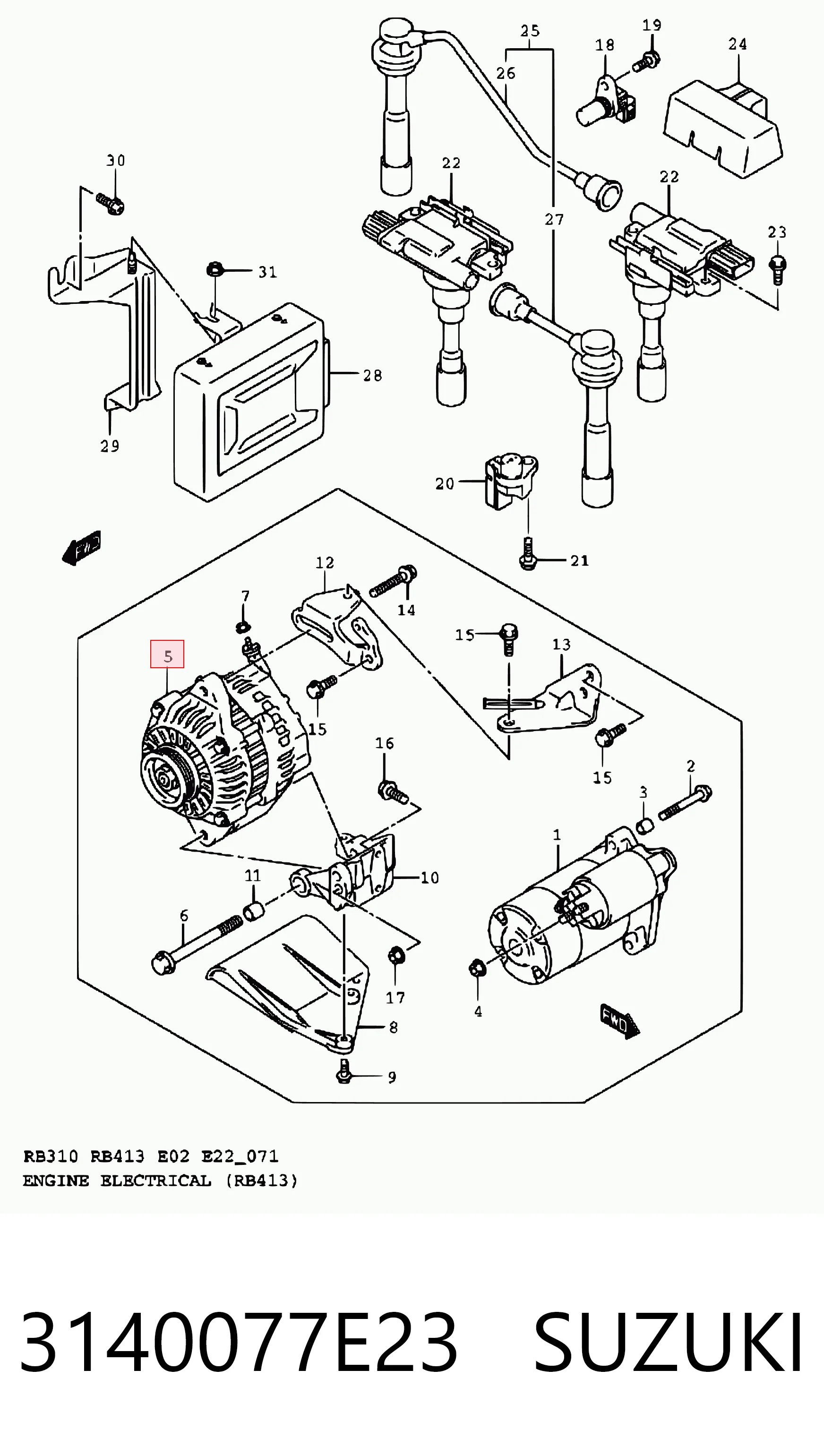 3140077E23 Suzuki Генератор автомобильный