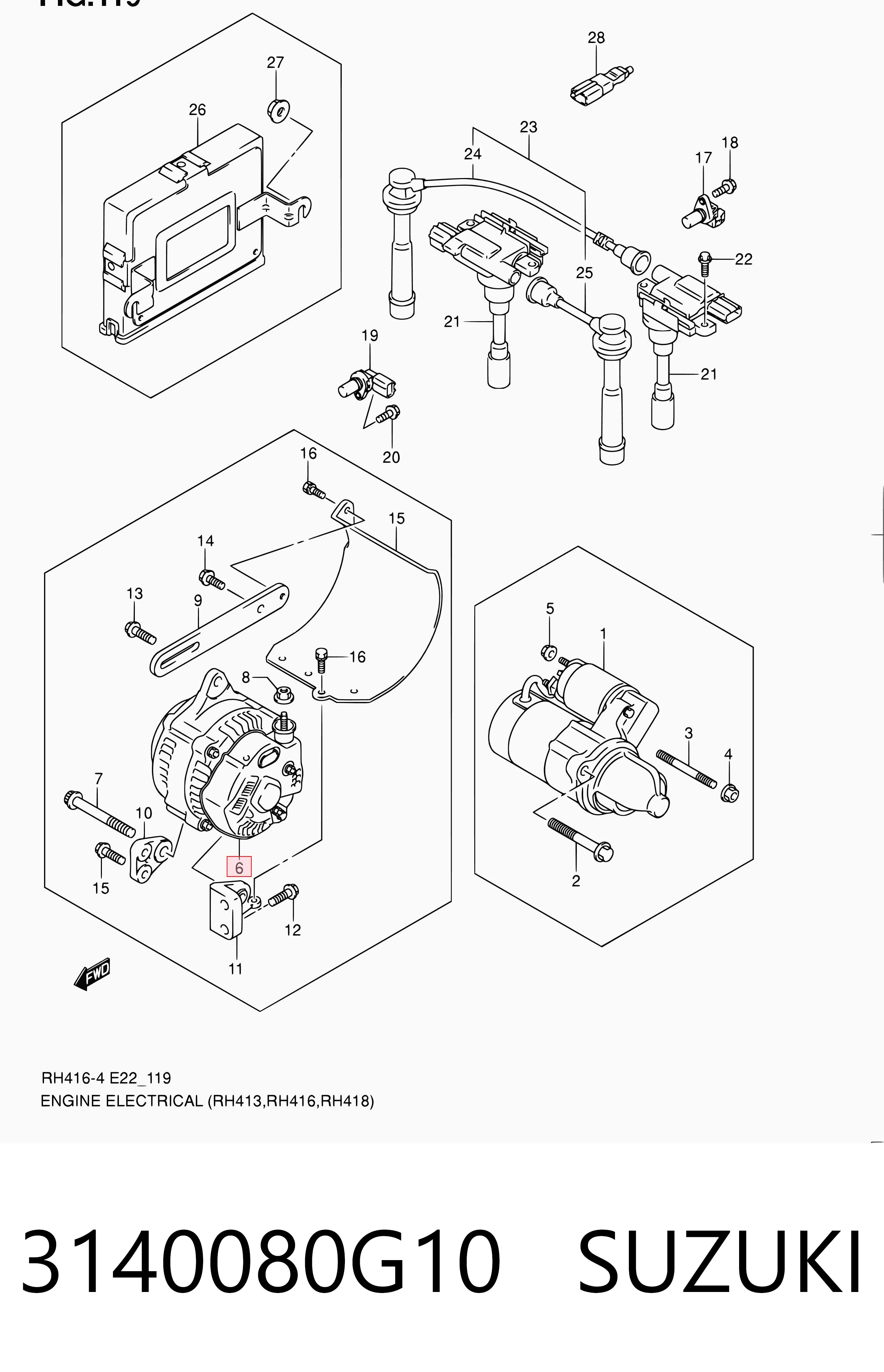 3140080G10 Suzuki Генератор автомобильный