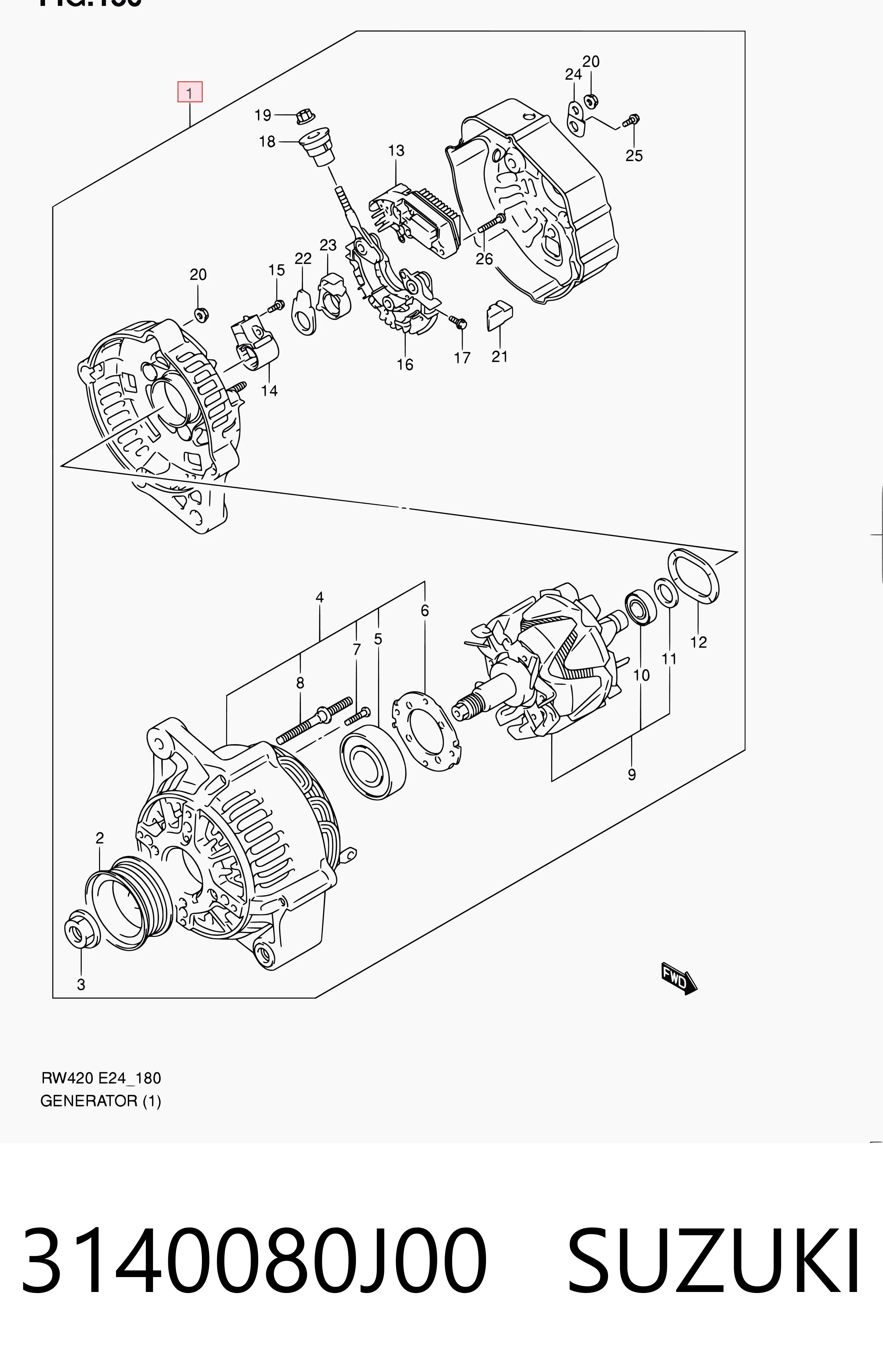 3140080J00 Suzuki Генератор автомобильный