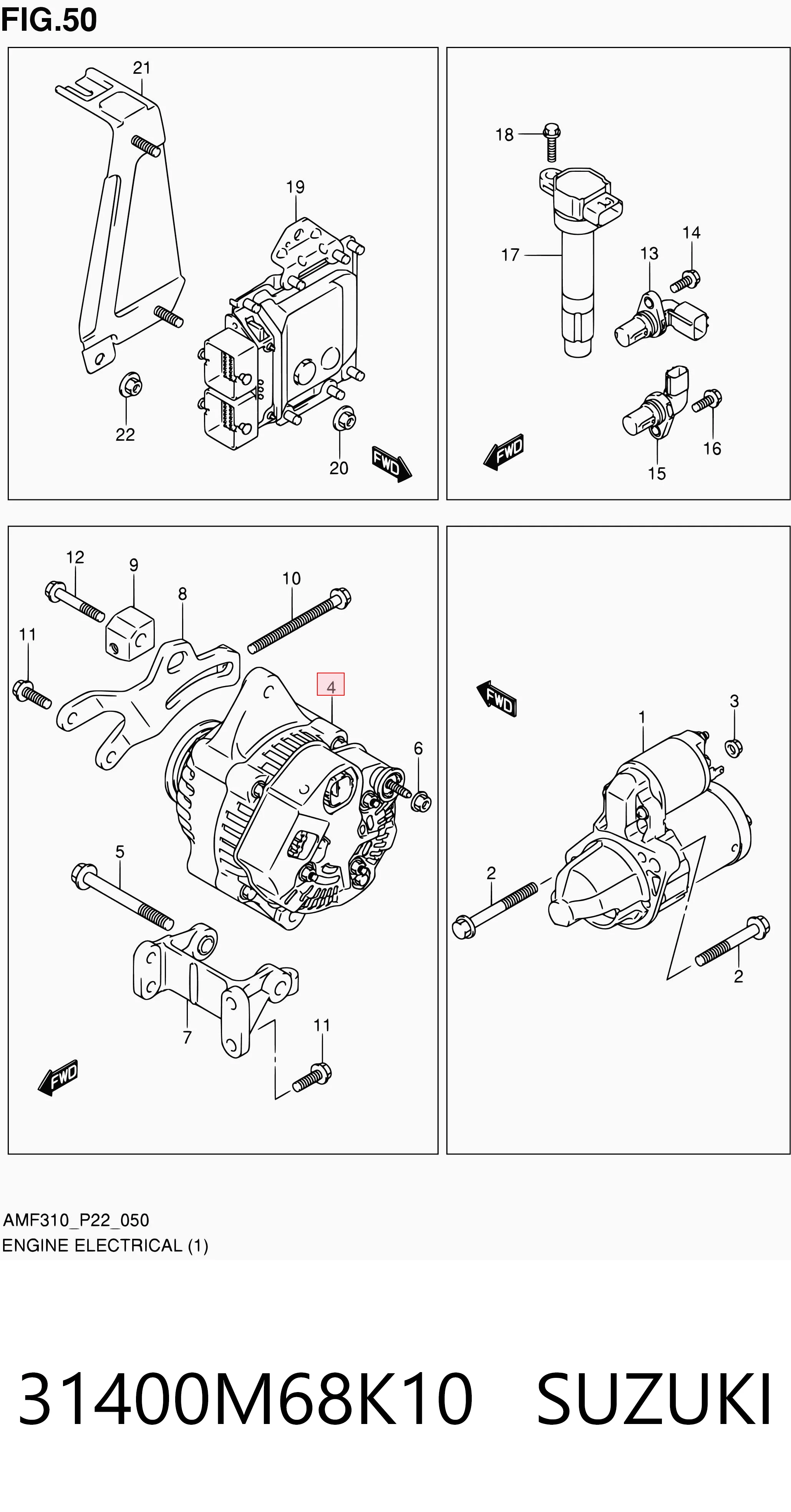 31400M68K10 Suzuki Генератор автомобильный