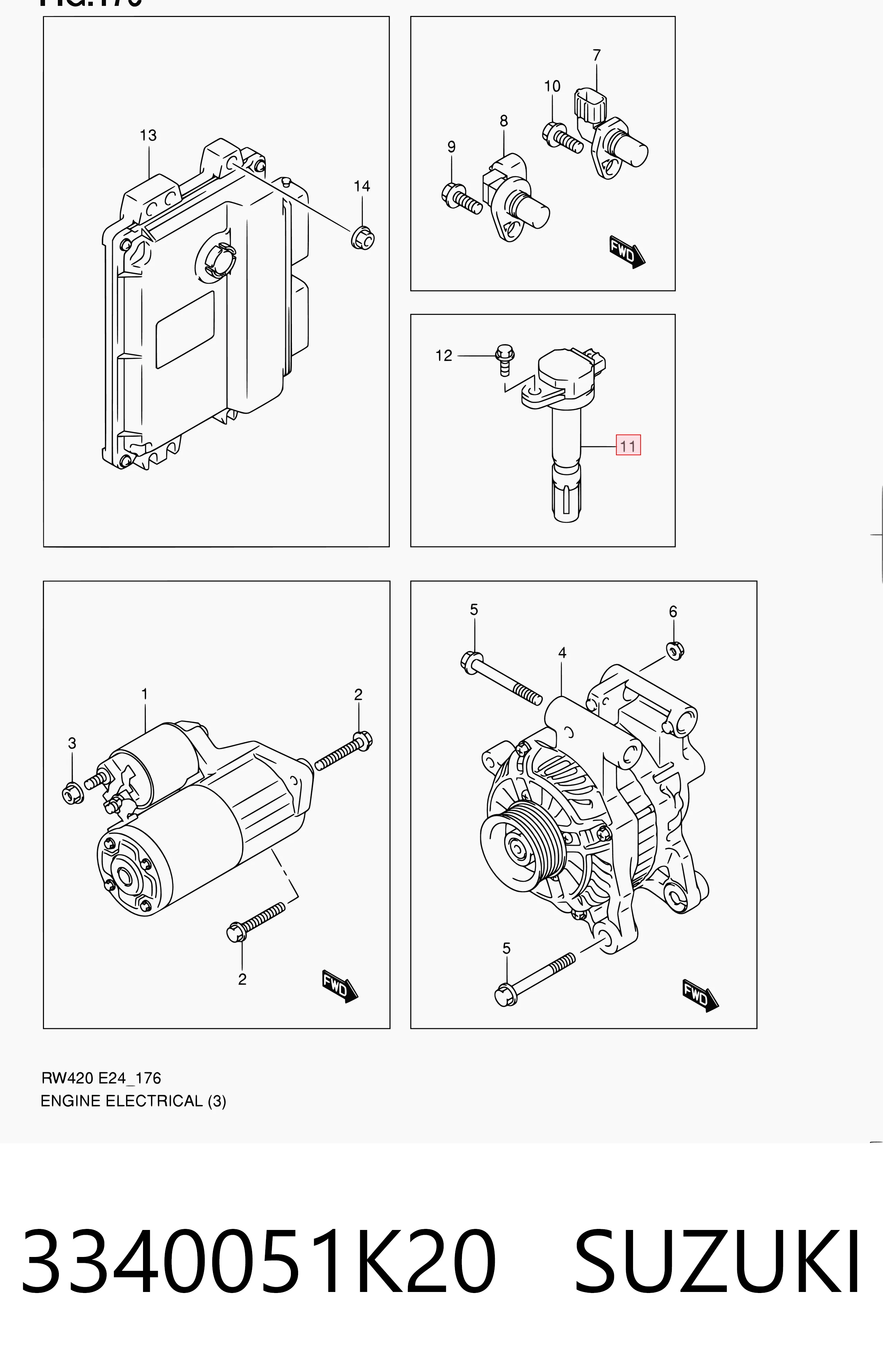 3340051K20 Suzuki Катушка зажигания