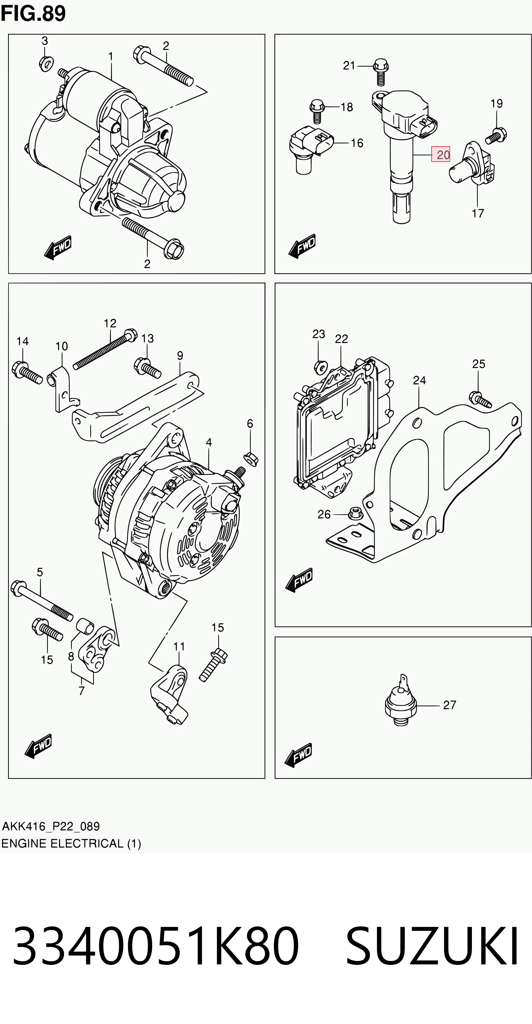 3340051K80 Suzuki Катушка зажигания