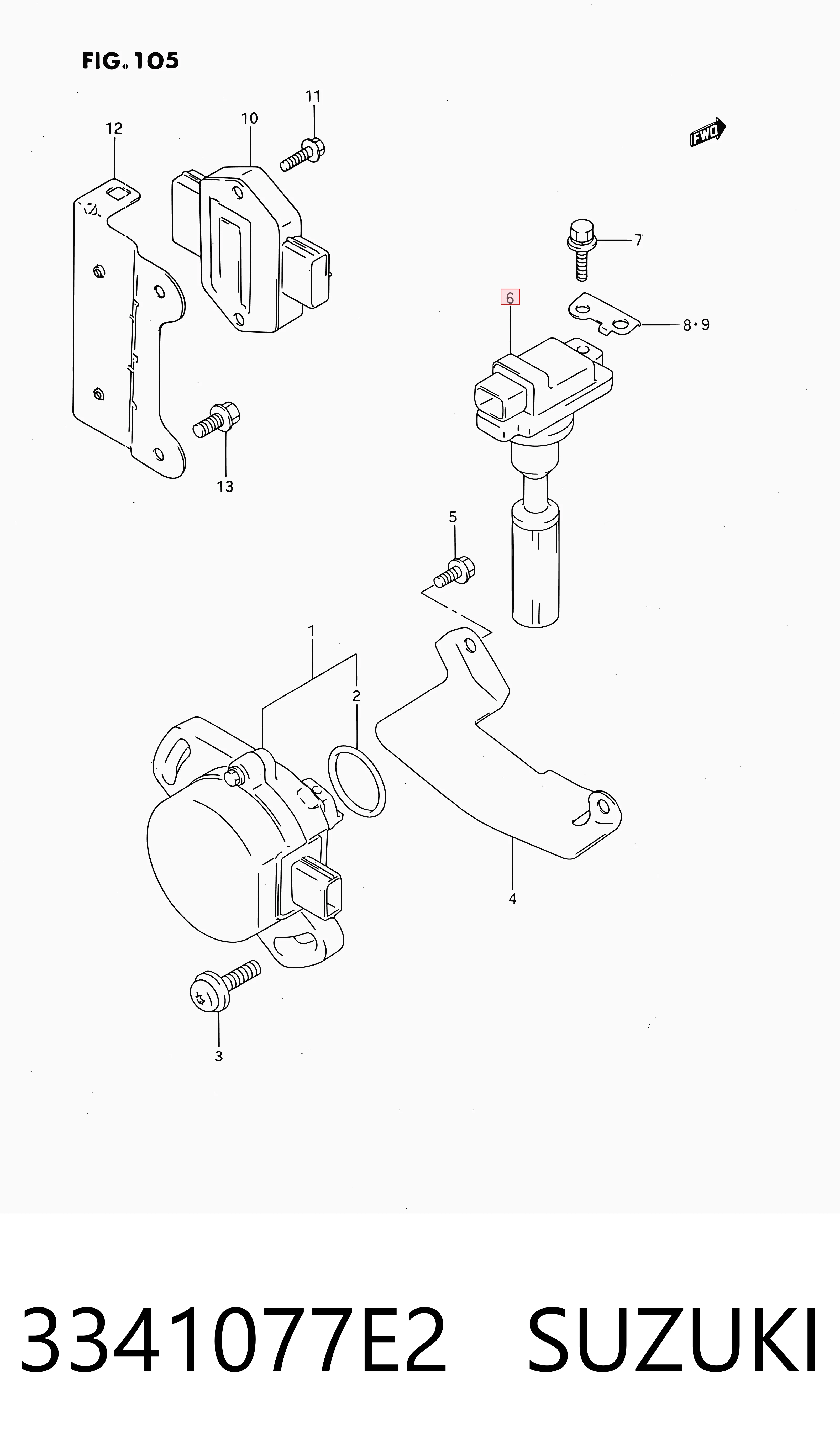3341077E2 Suzuki Катушка зажигания