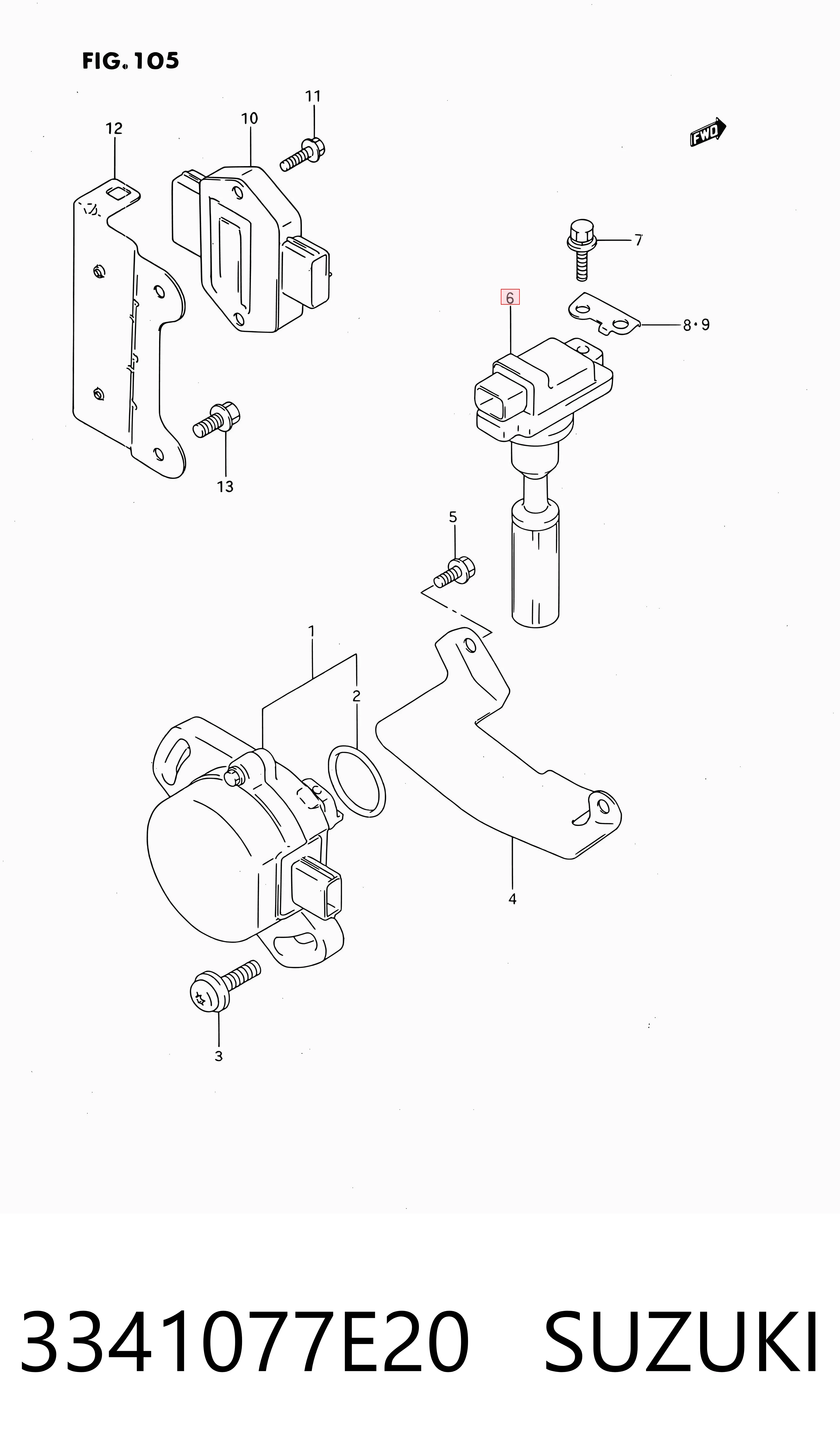 3341077E20 Suzuki Катушка зажигания