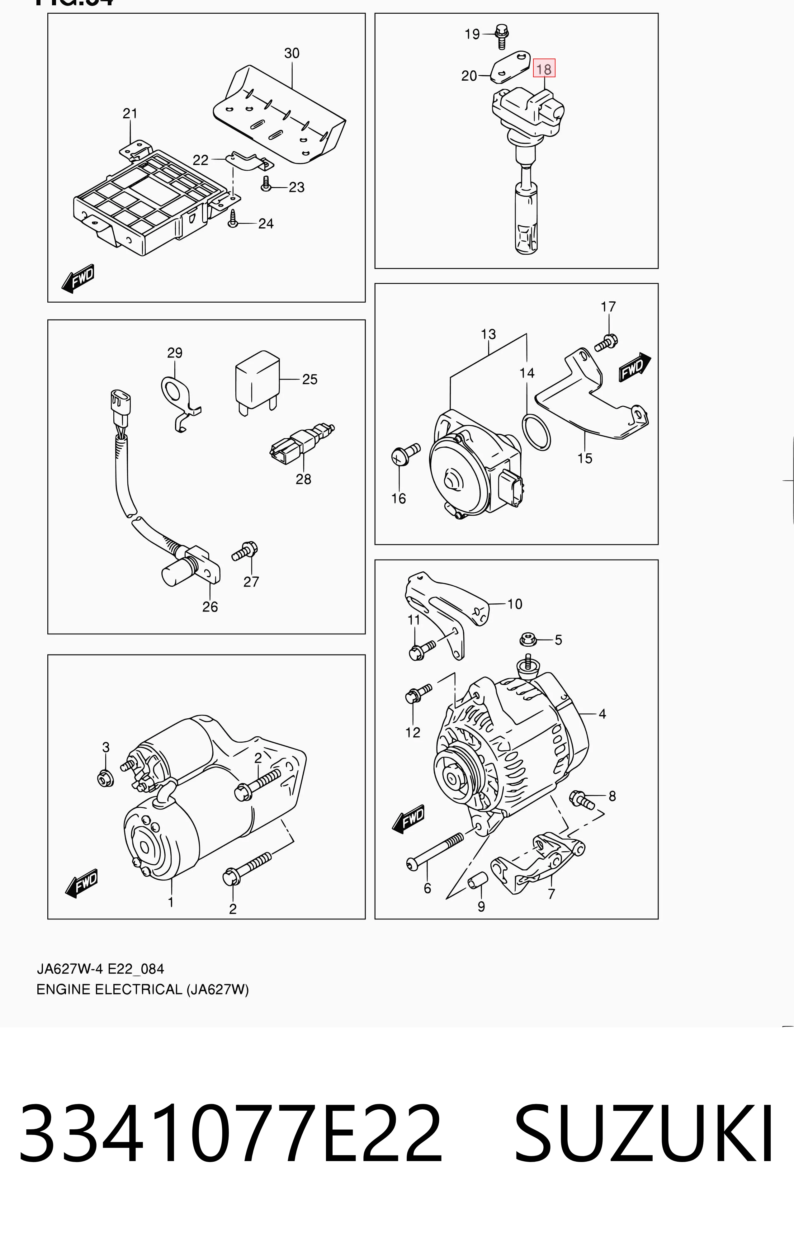 3341077E22 Suzuki Катушка зажигания
