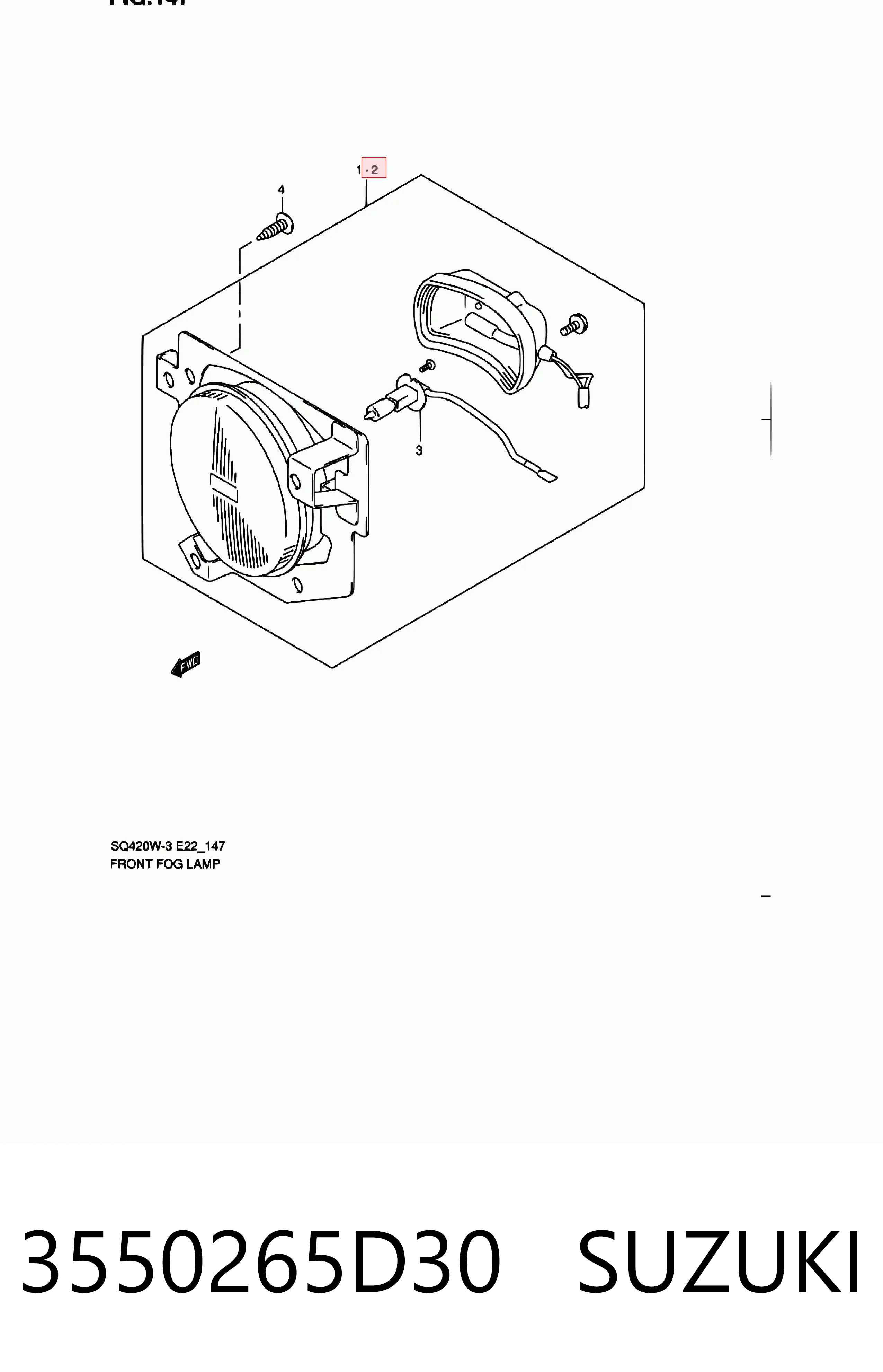 3550265D30 Suzuki Противотуманная фара левая