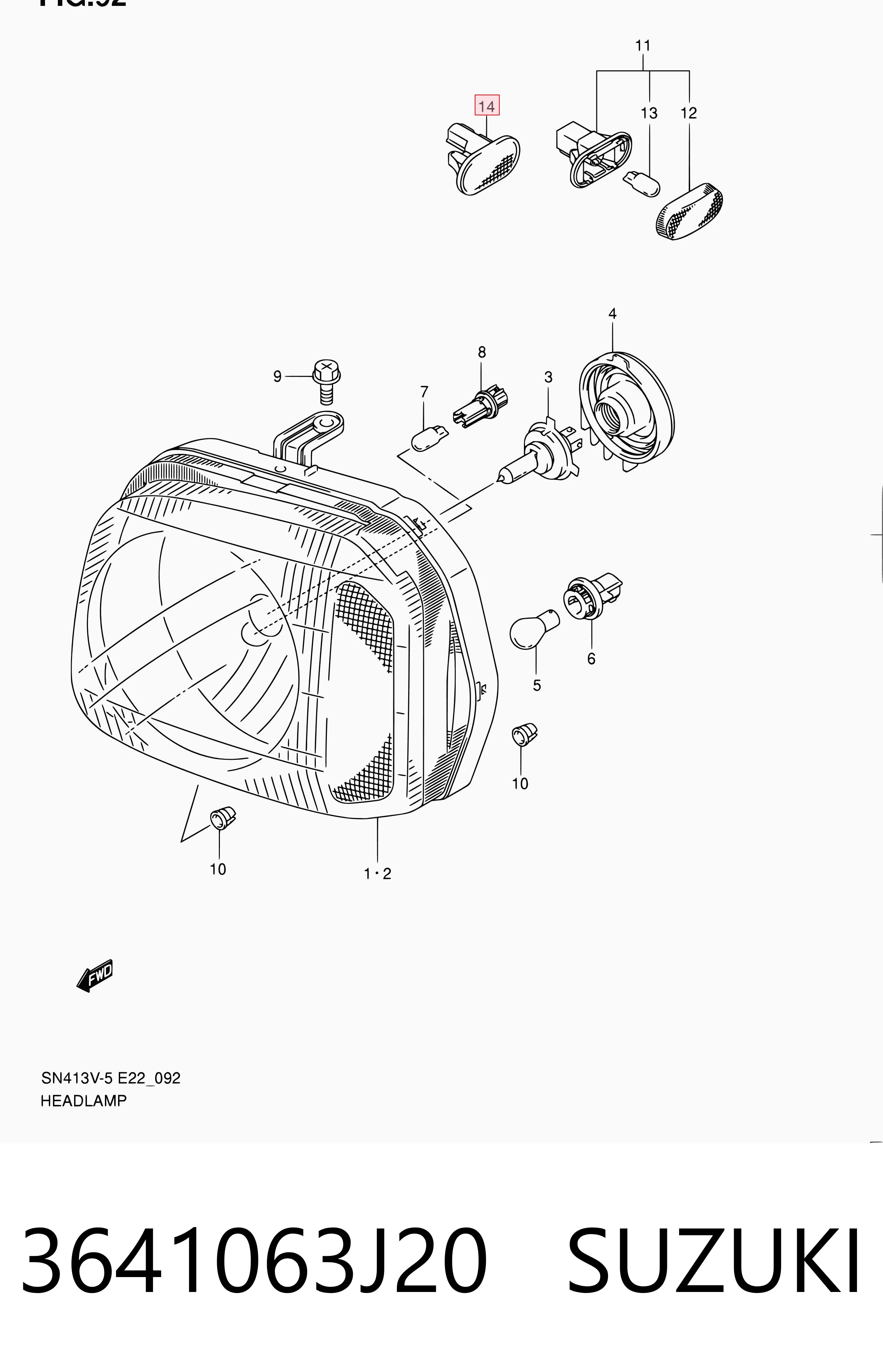 3641063J20 Suzuki Повторитель поворота на крыло
